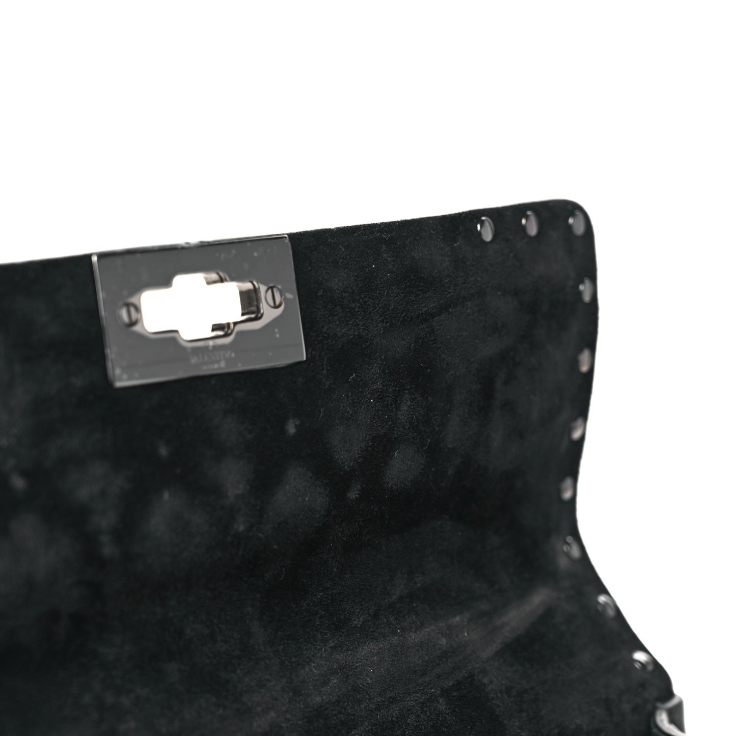 Craquele Nappa Butterfly Crystal Medium Rockstud Spike Shoulder Bag Black