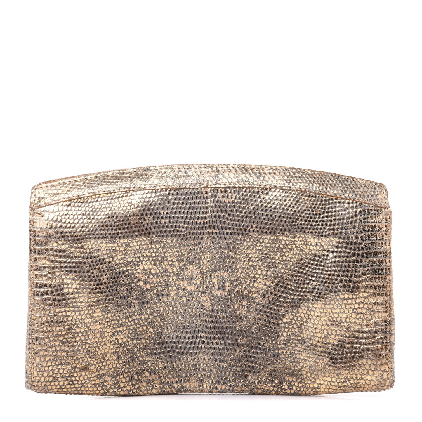 Metallic Lizard Clutch Gold