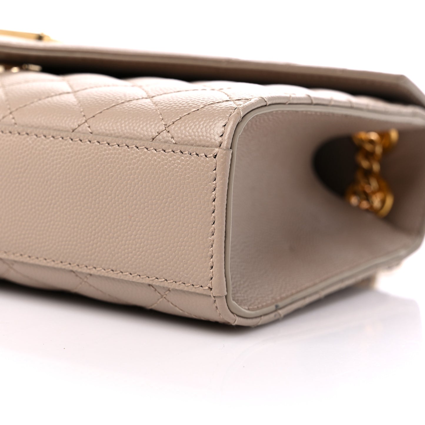 Grain De Poudre Textured Mixed Matelasse Medium Triquilt Monogram Satchel Dark Beige