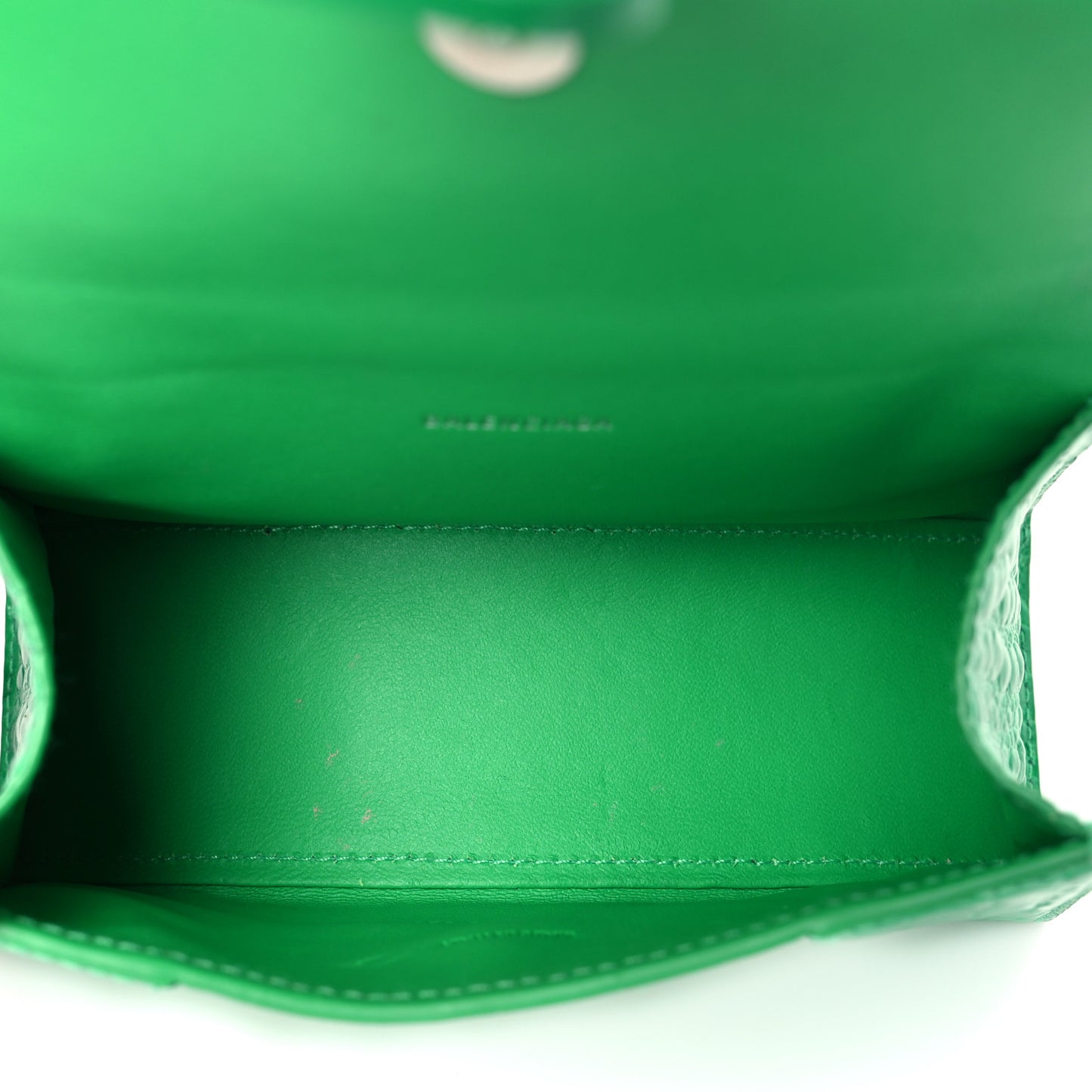 Shiny Calfskin Crocodile Embossed Hourglass Top Handle Bag XS Vivid Green