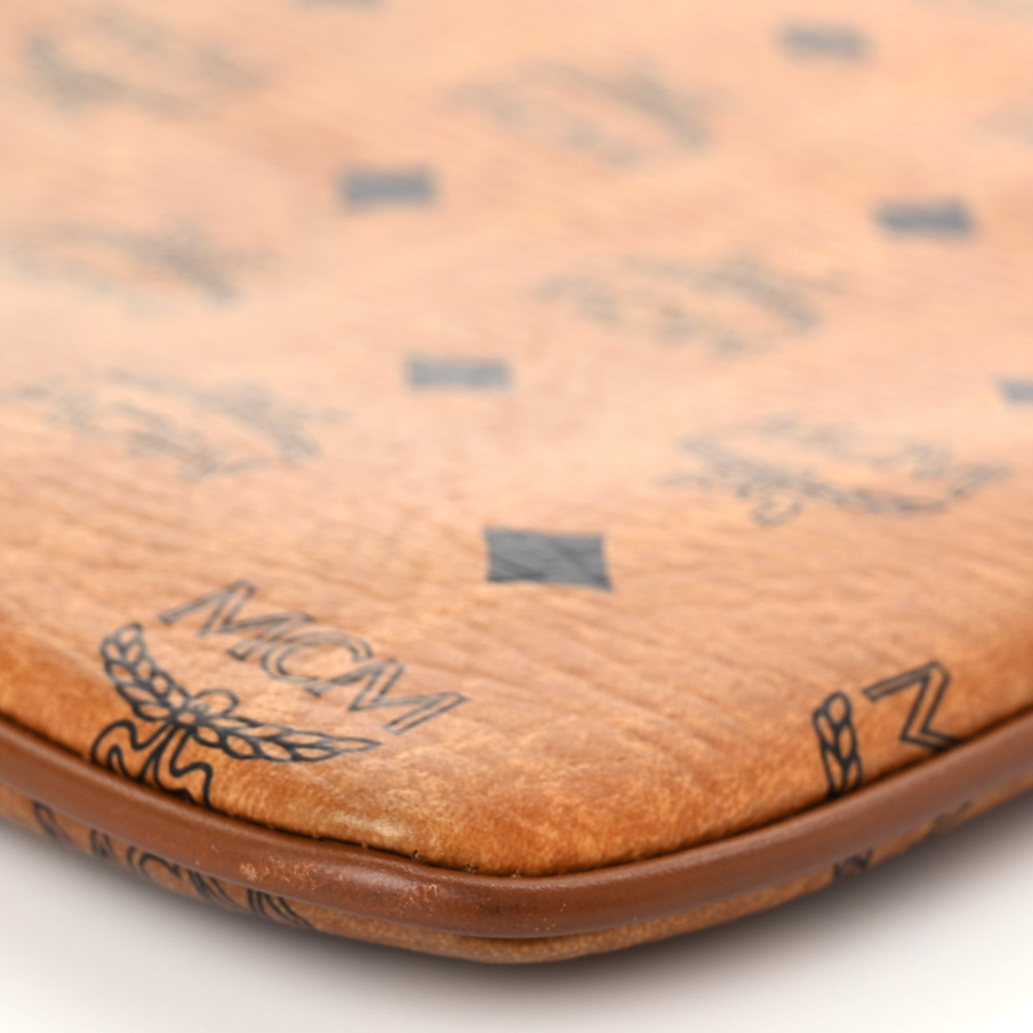 MCM Visetos Liz Shopper Tote Pouch Cognac 7 of 7