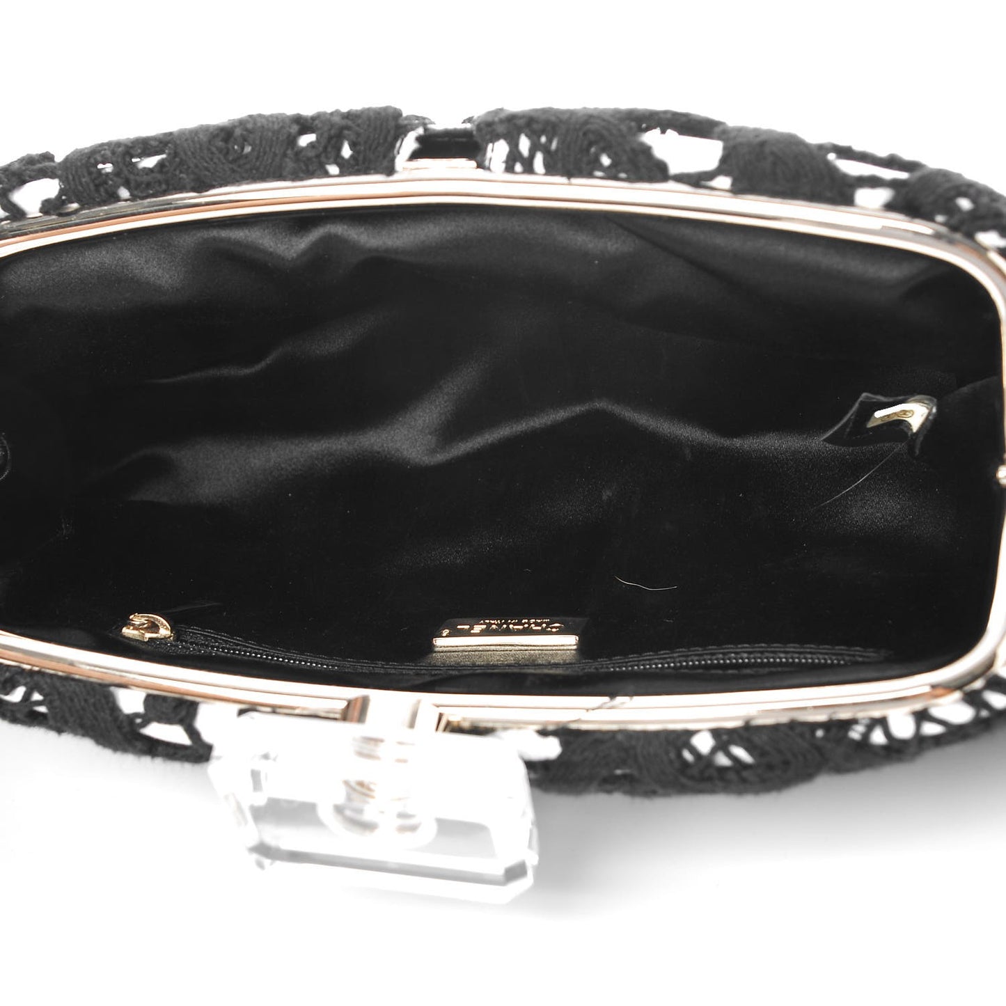 Lace Timeless Perfume Bottle Top Clutch Black White