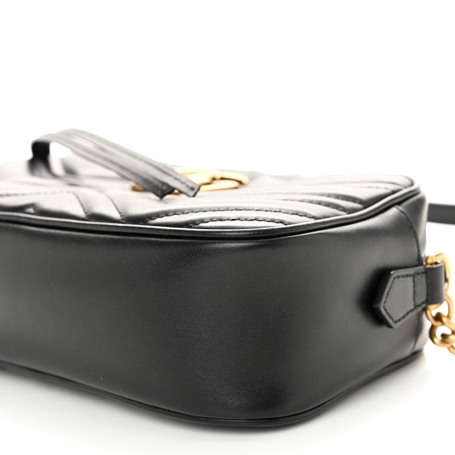 Calfskin Matelasse Small GG Marmont Chain Shoulder Bag Black