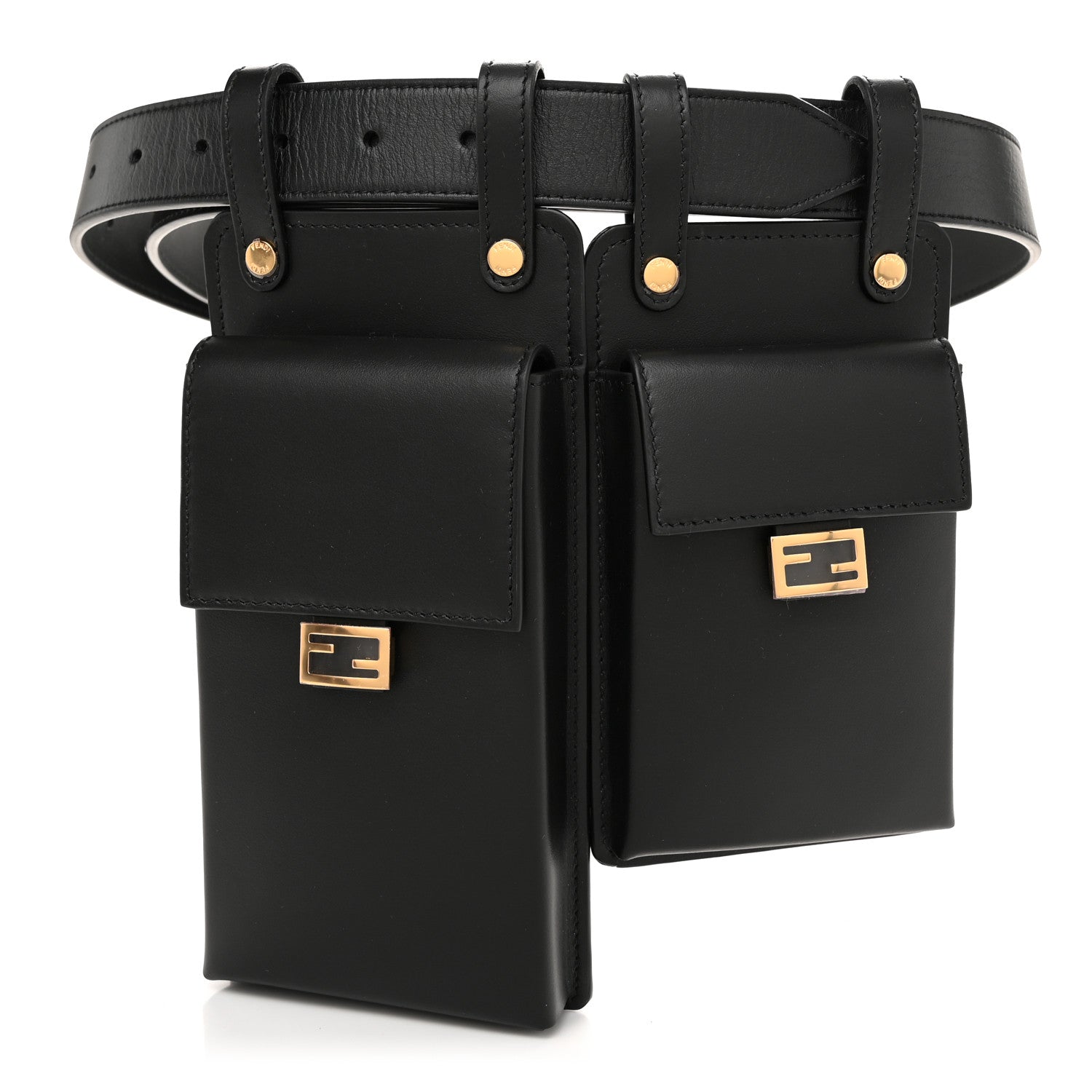 Fendi Calfskin Multi Pocket Belt Black 1 of 10