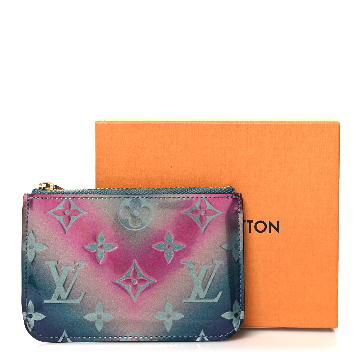 Louis Vuitton LOUIS VUITTON Metallic Vernis Degrade Key Pouch Blue Pink 8 of 8