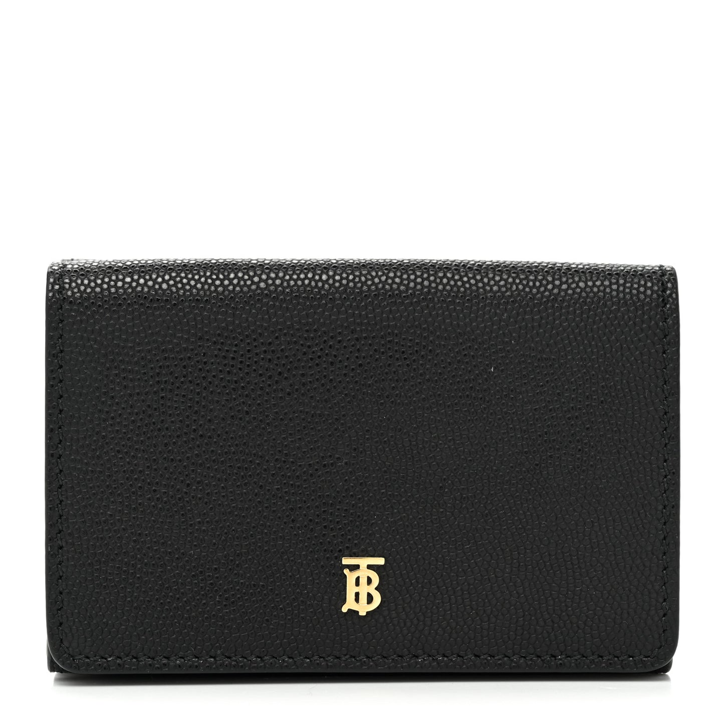 Grained Calfskin TB Compact Tri-Fold Wallet Black