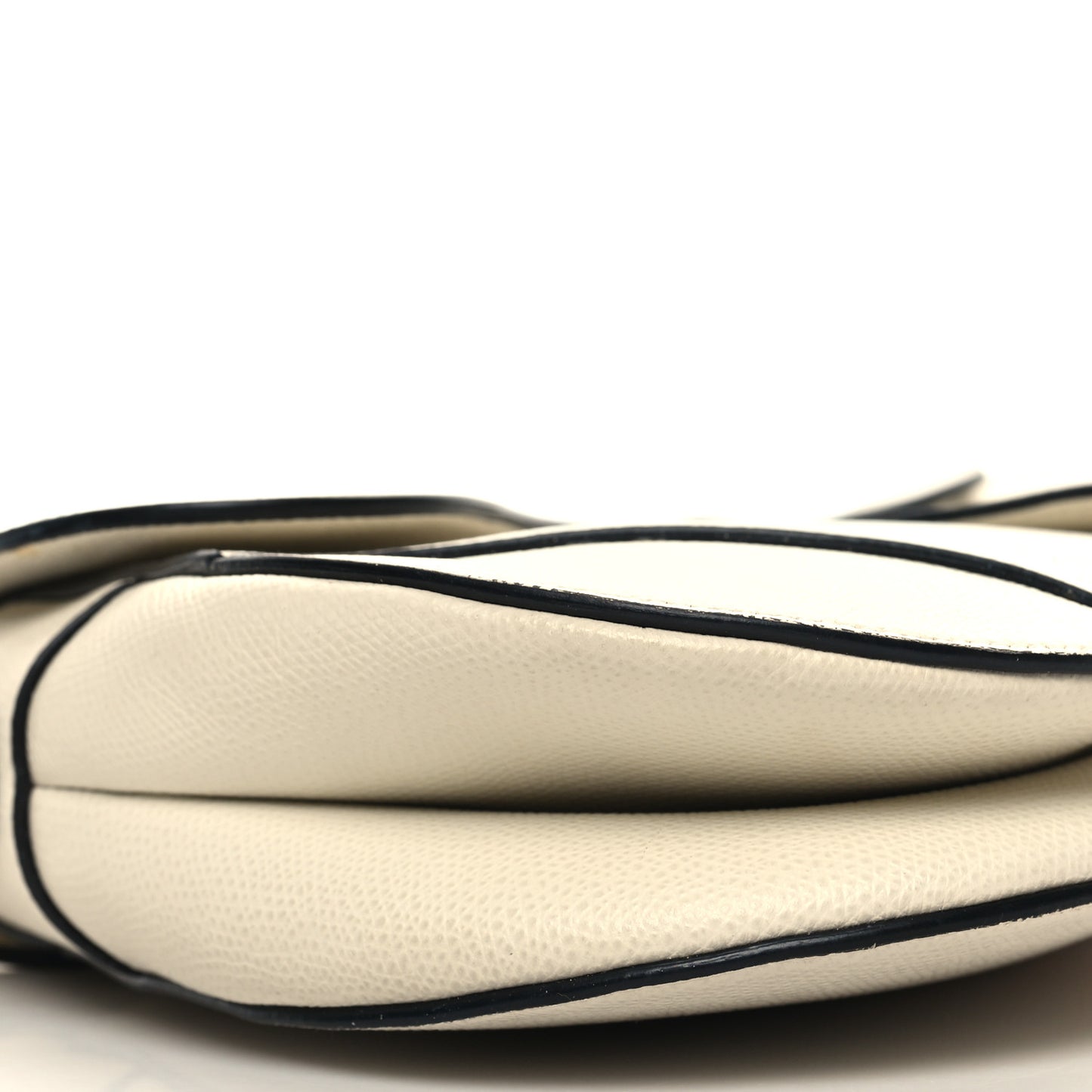 Grained Calfskin Saddle Bag White