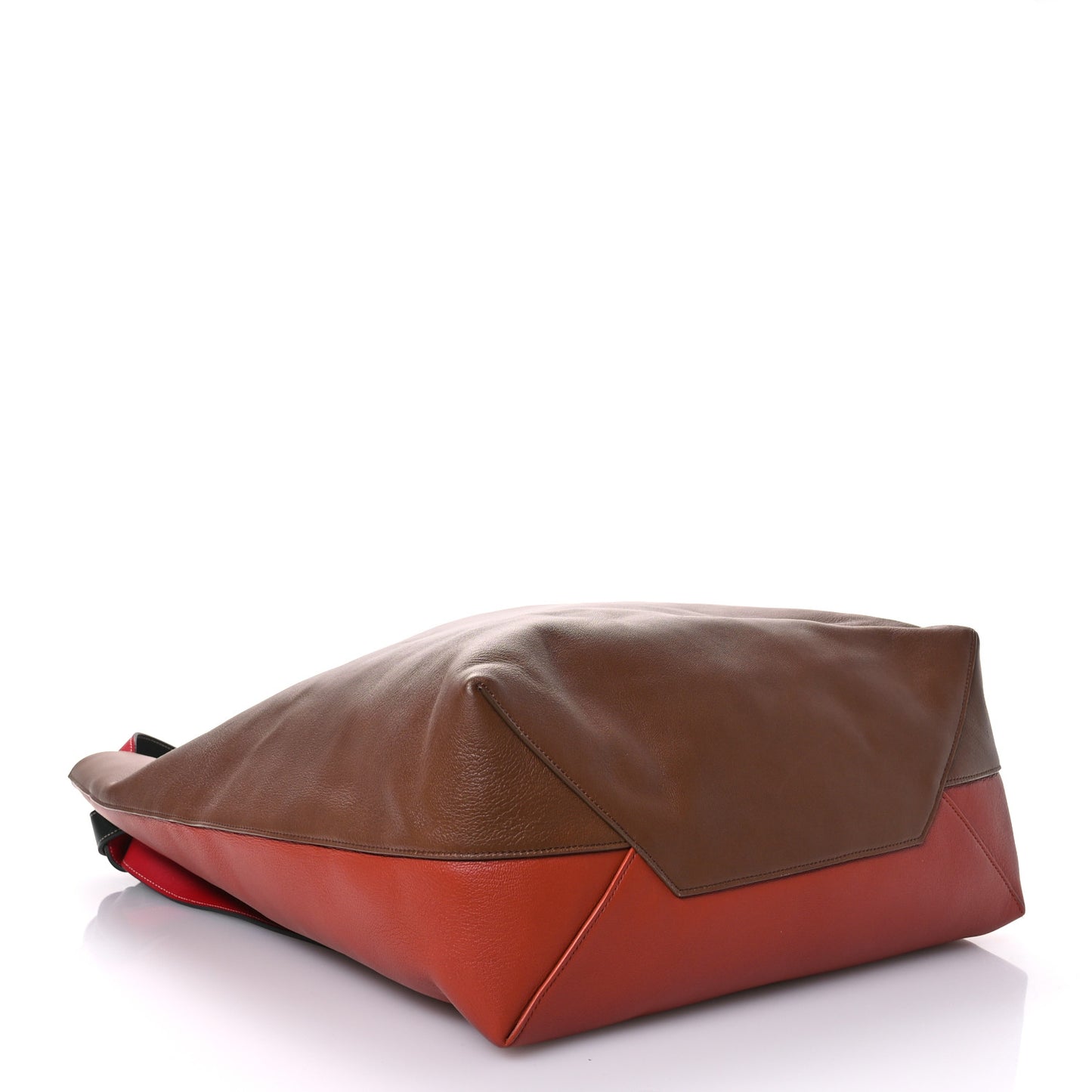 Shiny Smooth Calfskin Small Twisted Cabas Camel Brick