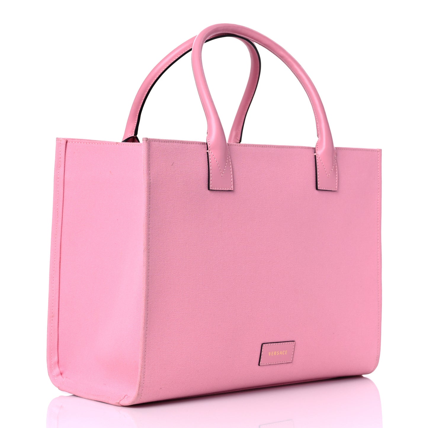 Canvas Suppler Calfskin Cabas GV Signature Tote Pink
