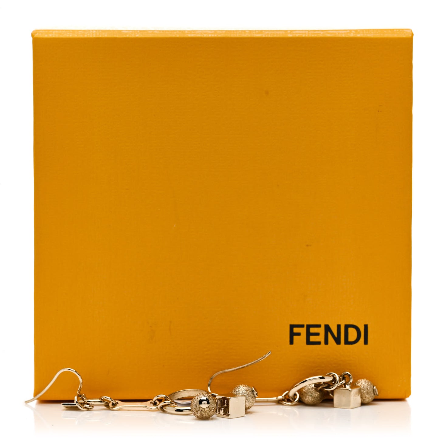 Metal Cube FF Hoop Drop Earrings Gold Silver