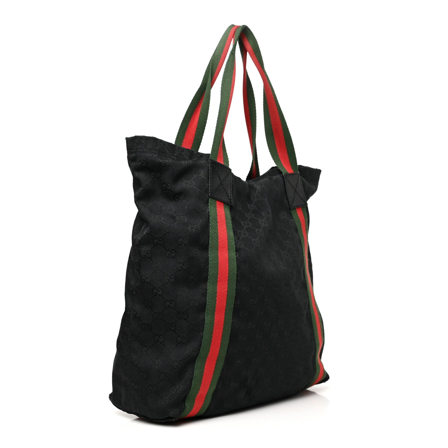 GG Monogram Medium Web Handle Vertical Tote Black