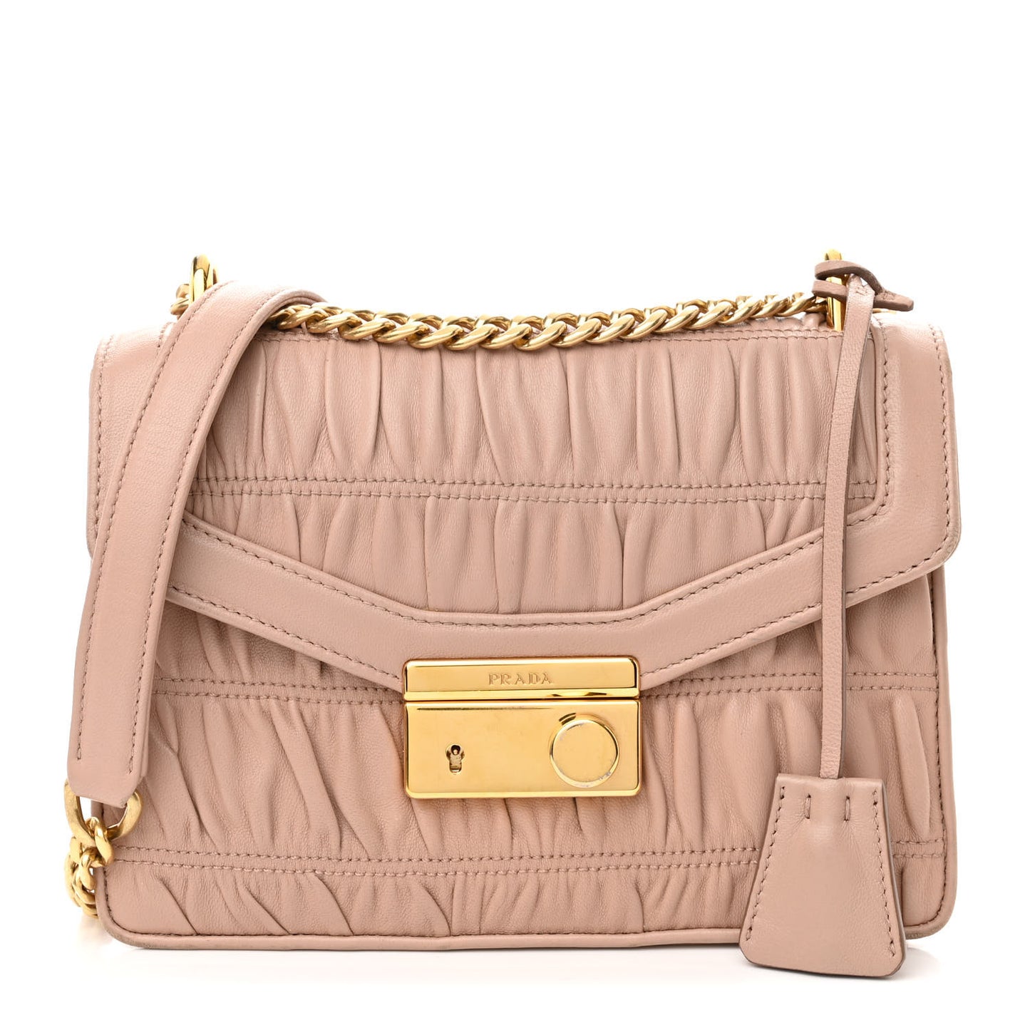 Nappa Gaufre Sound Flap Crossbody Shoulder Bag Cipria