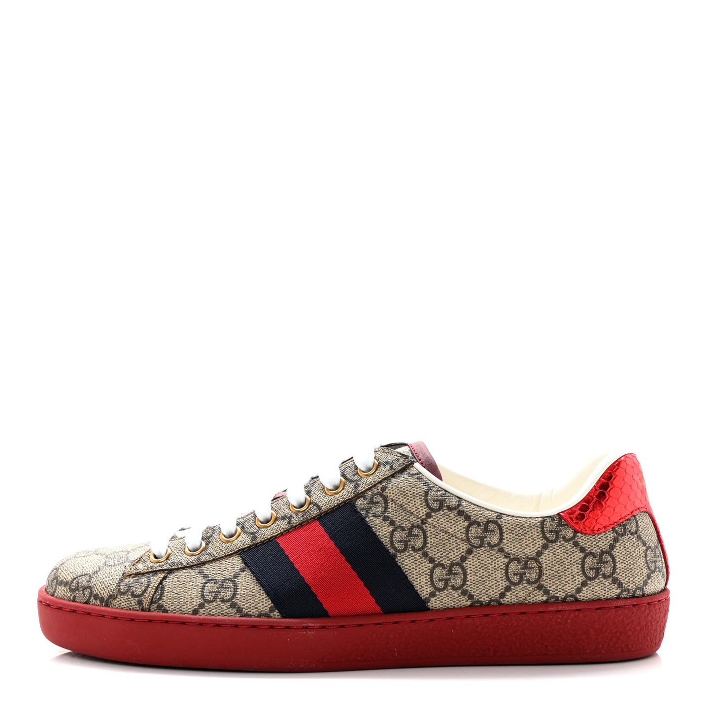 GG Supreme Monogram Ayers Mens New Ace Low-Top Sneaker 5 Blue Red