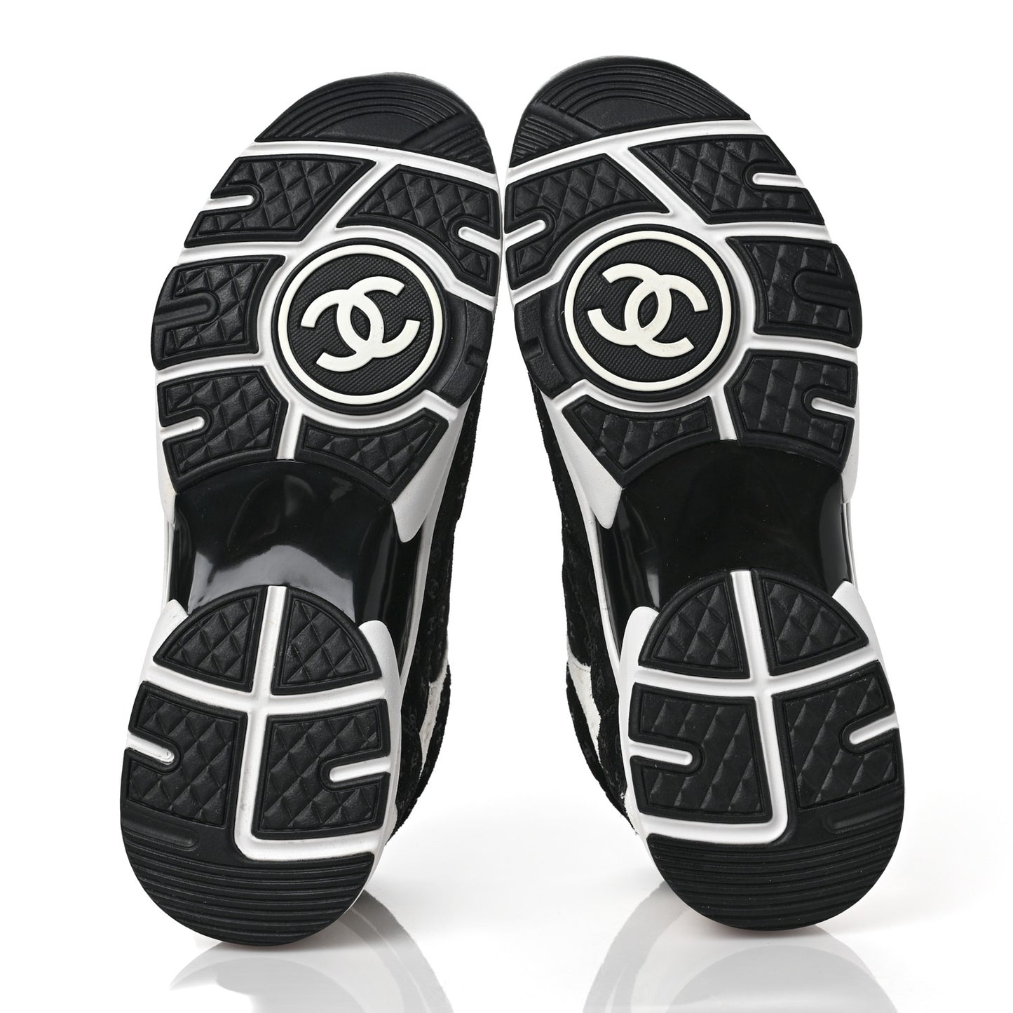 Suede Calfskin Printed CC Sneakers 38.5 Black White