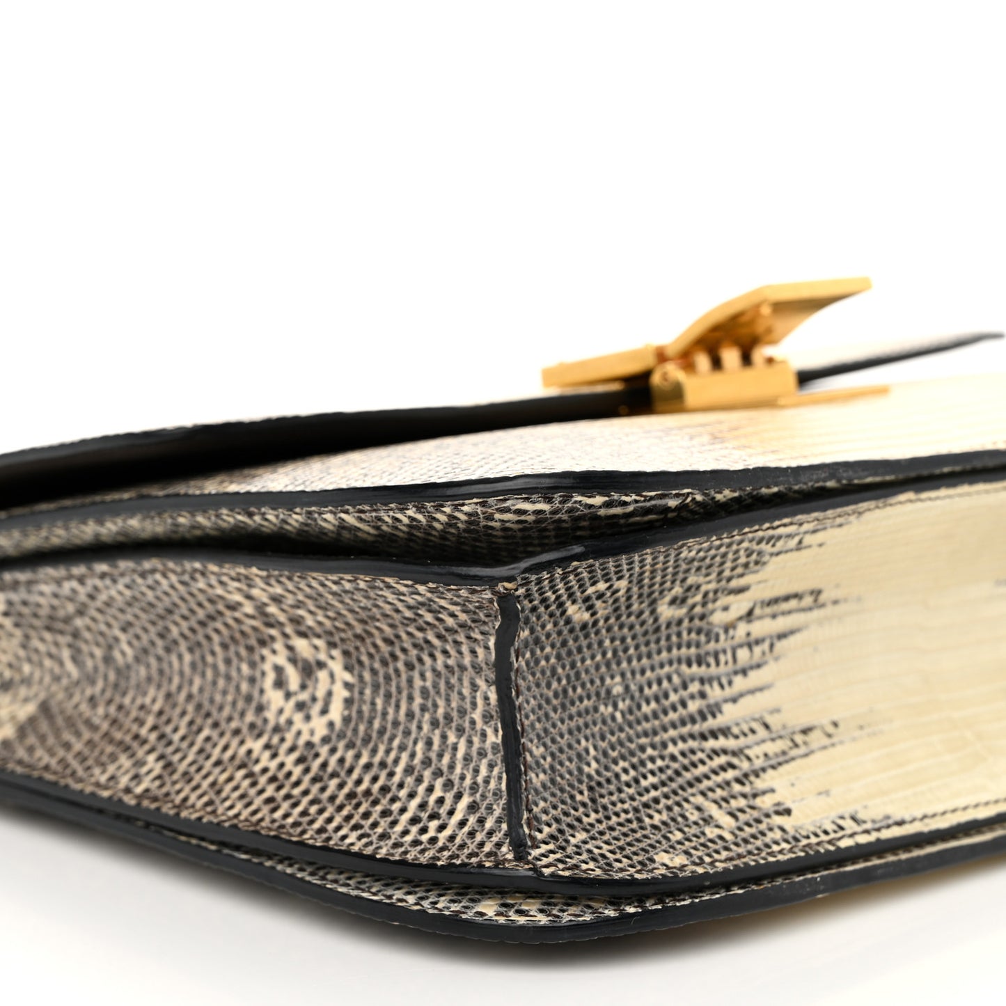 Lizard Medium Classic Box Flap Bag Natural