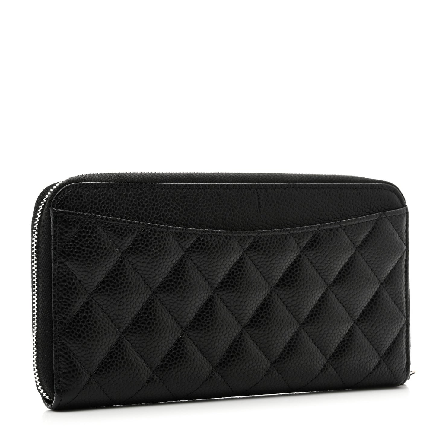 Caviar Quilted Large Gusset Zip Around Wallet Black