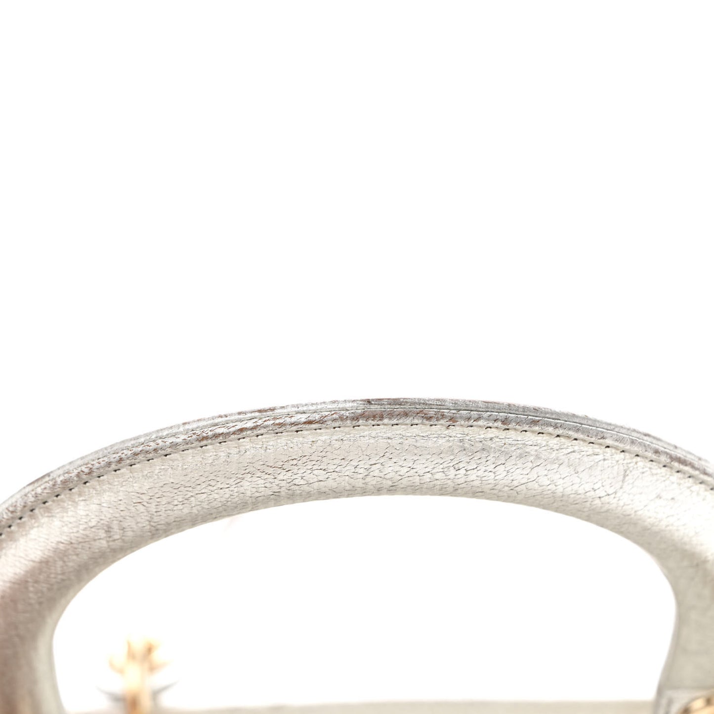 Metallic Calfskin Embroidered Lady Dior Silver Multicolor