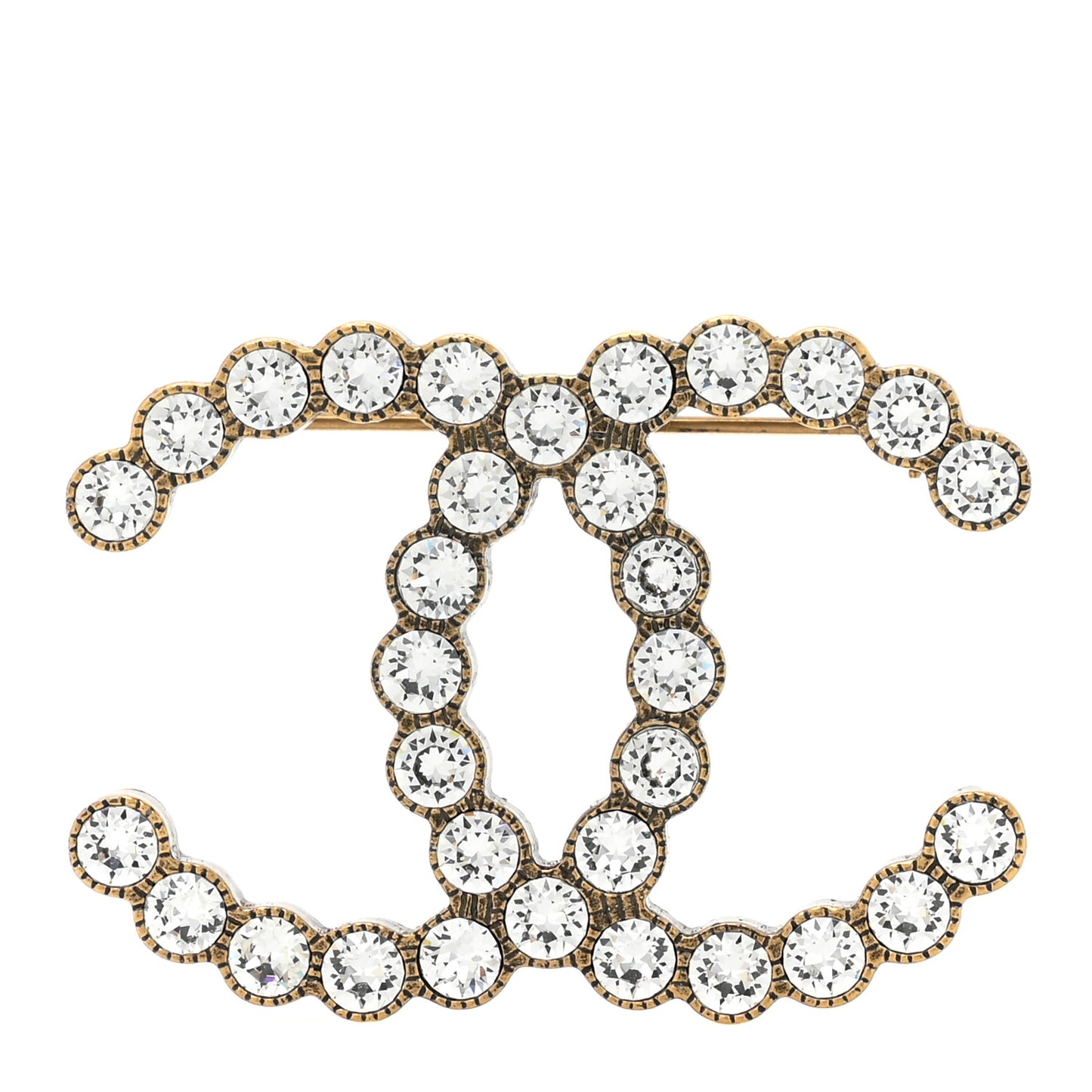 Metal Crystal City of Lights CC Brooch Gold