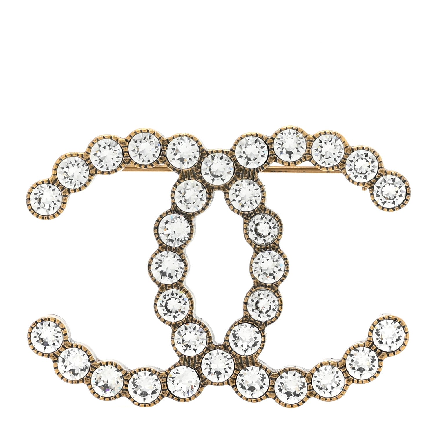 Chanel Metal Crystal City of Lights CC Brooch Gold 1 of 4