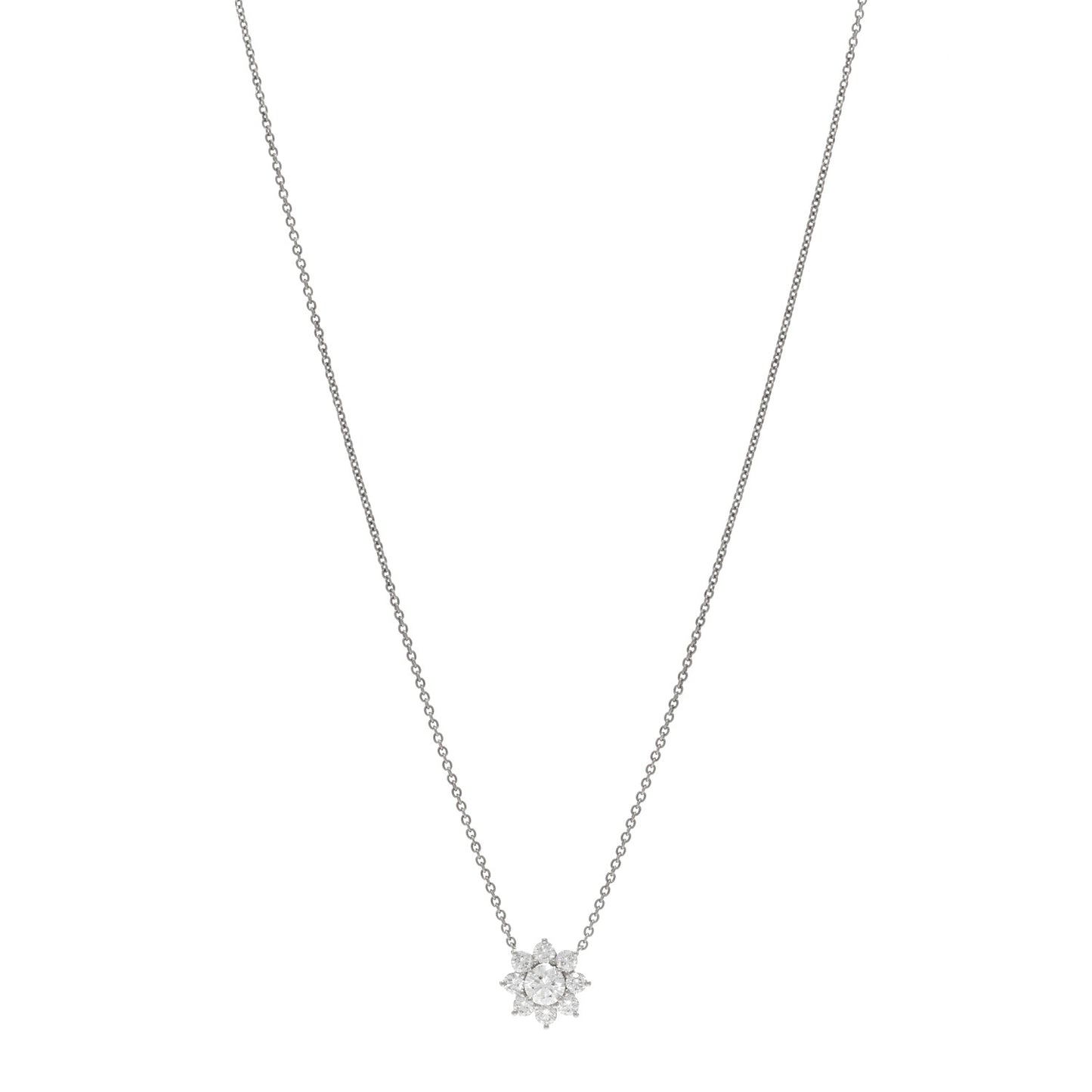 Platinum Diamond Petite Sunflower Pendant Necklace