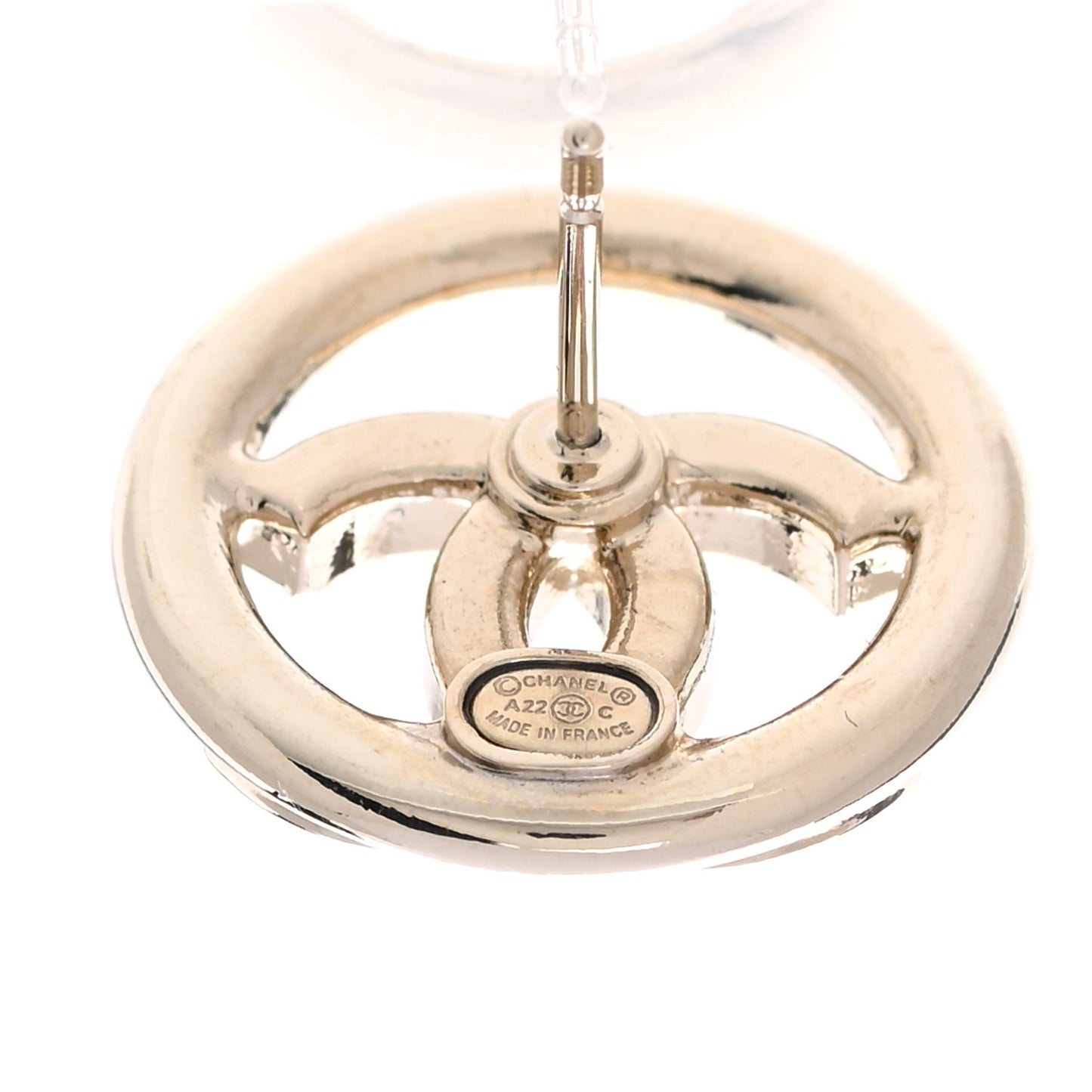 Crystal CC Round Earrings Gold