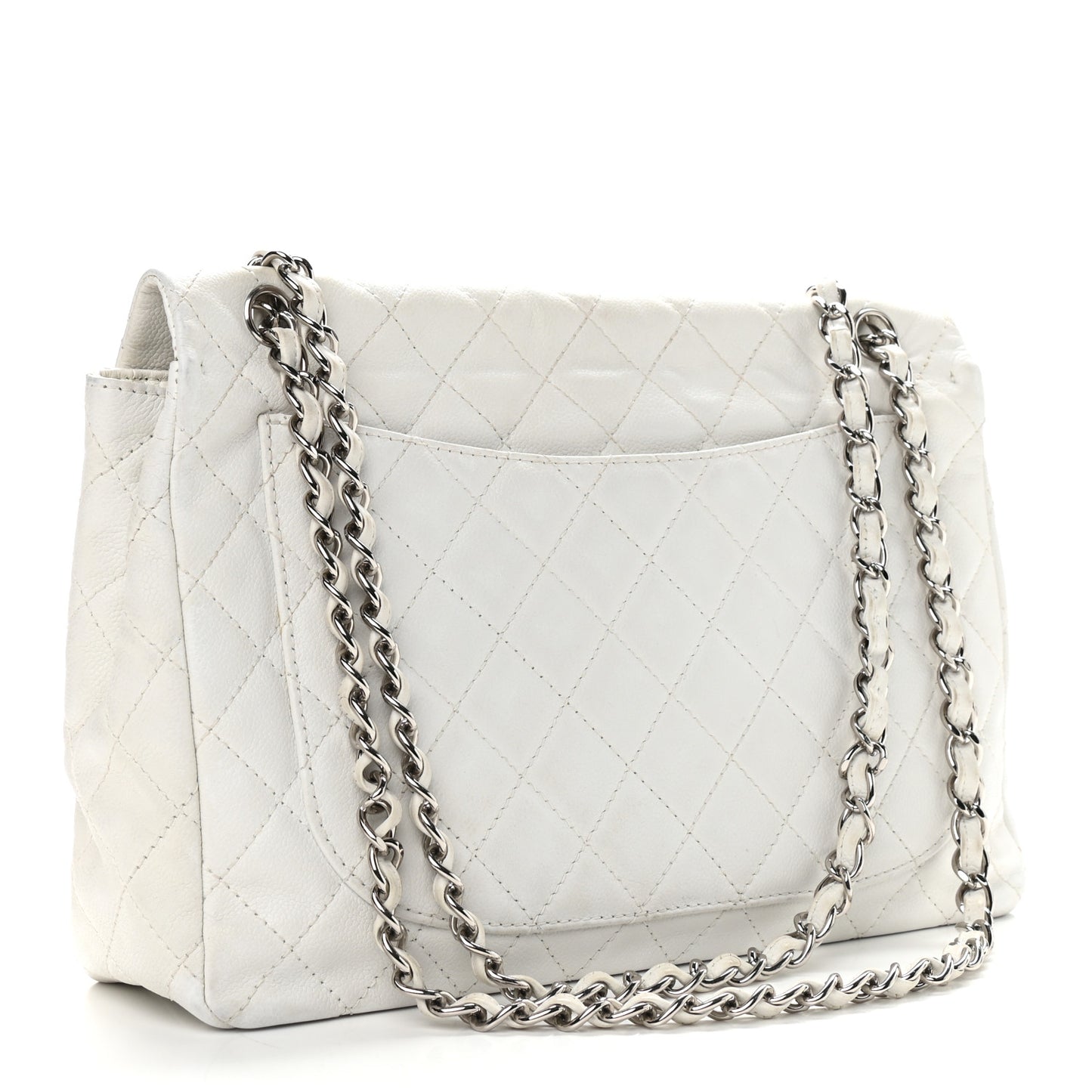 Caviar Quilted Maxi Single Flap White