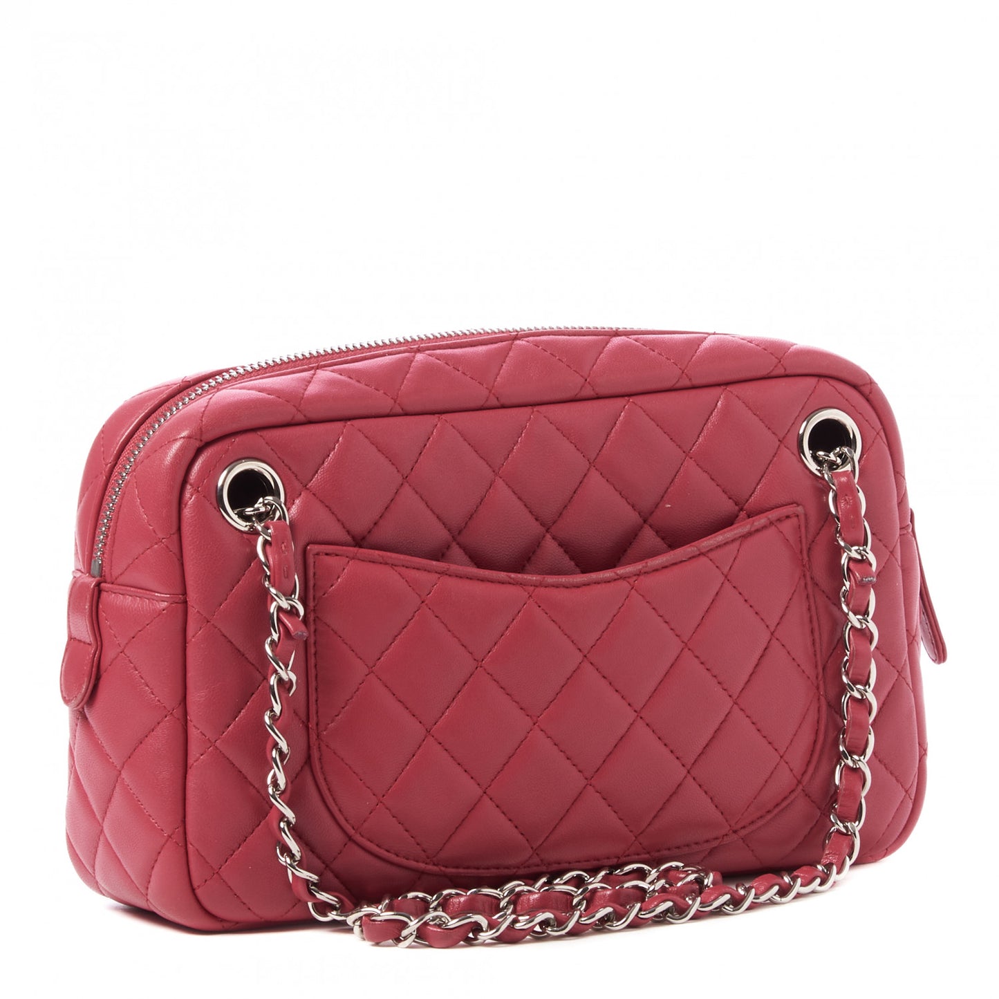Lambskin Quilted Camera Case Pink
