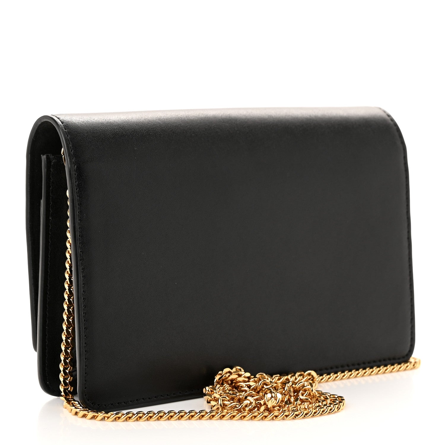 Fendi Vitello Liberty Lucido Metal Monster Eyes Tube Wallet on Chain Black 3 of 11