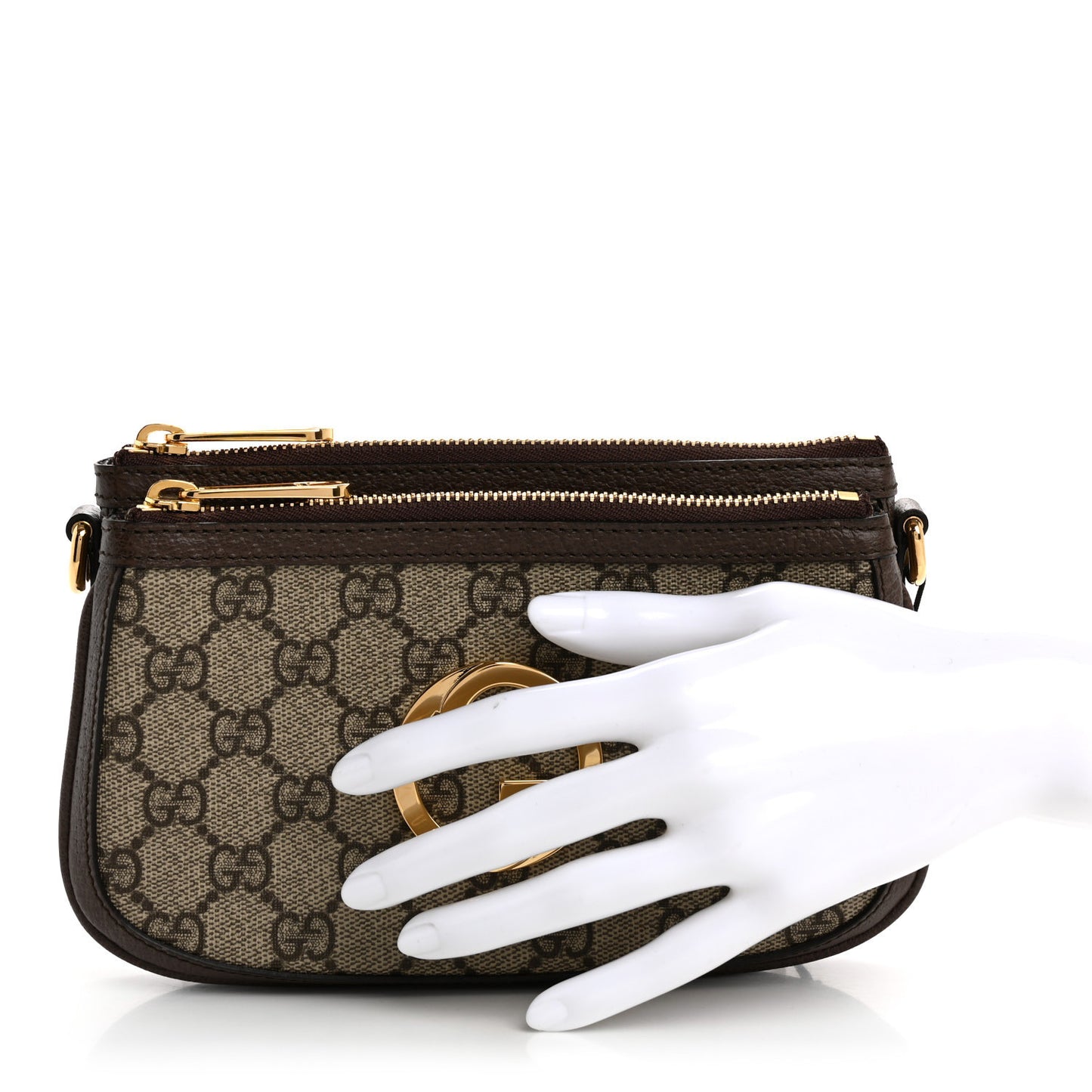 GG Supreme Monogram Textured Dollar Calfskin Web Mini Blondie Crossbody Bag Beige Ebony New Acero