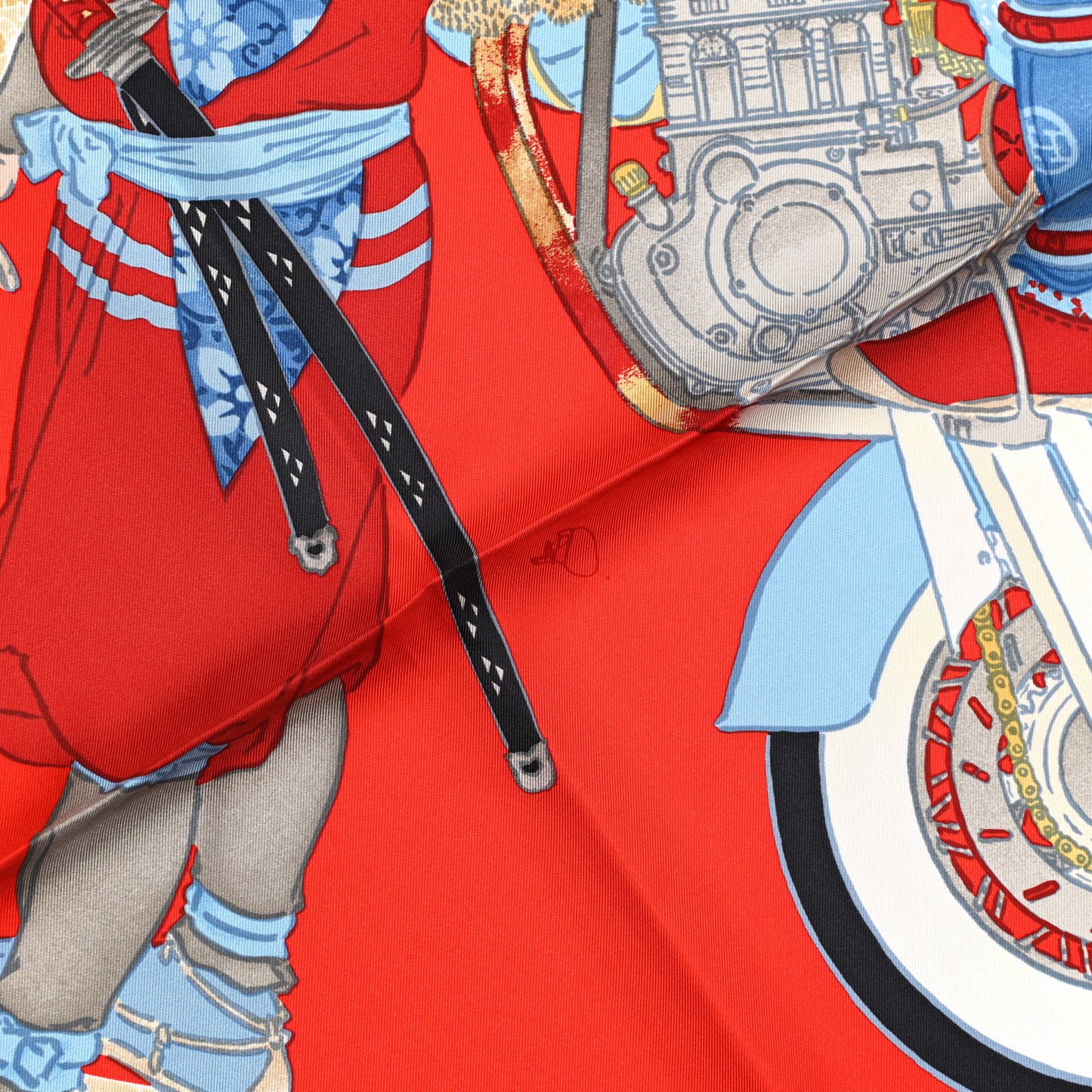 Silk Les Artisans D'Hermes Scarf 90 Rouge Bleu Vert