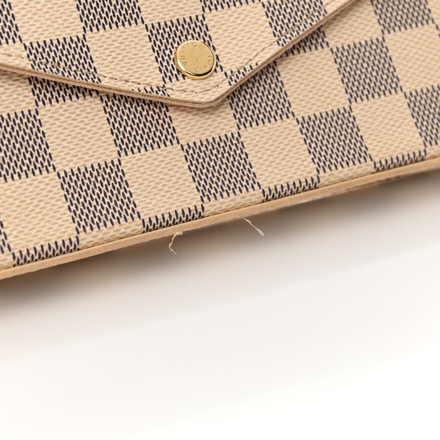 Damier Azur Pochette Felicie Chain Wallet Rose Ballerine