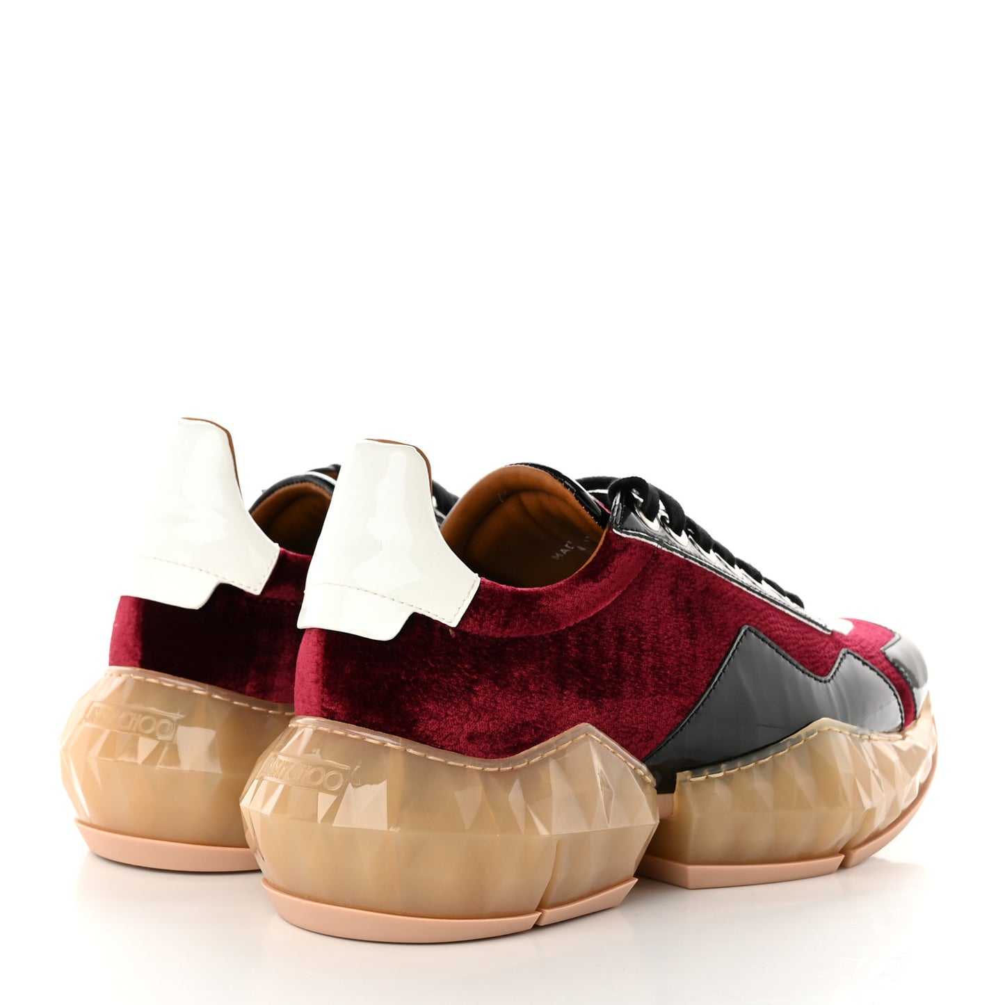 Velvet Lizard Effect Diamond F Low Top Sneaker 38.5 Burgundy Black Beige