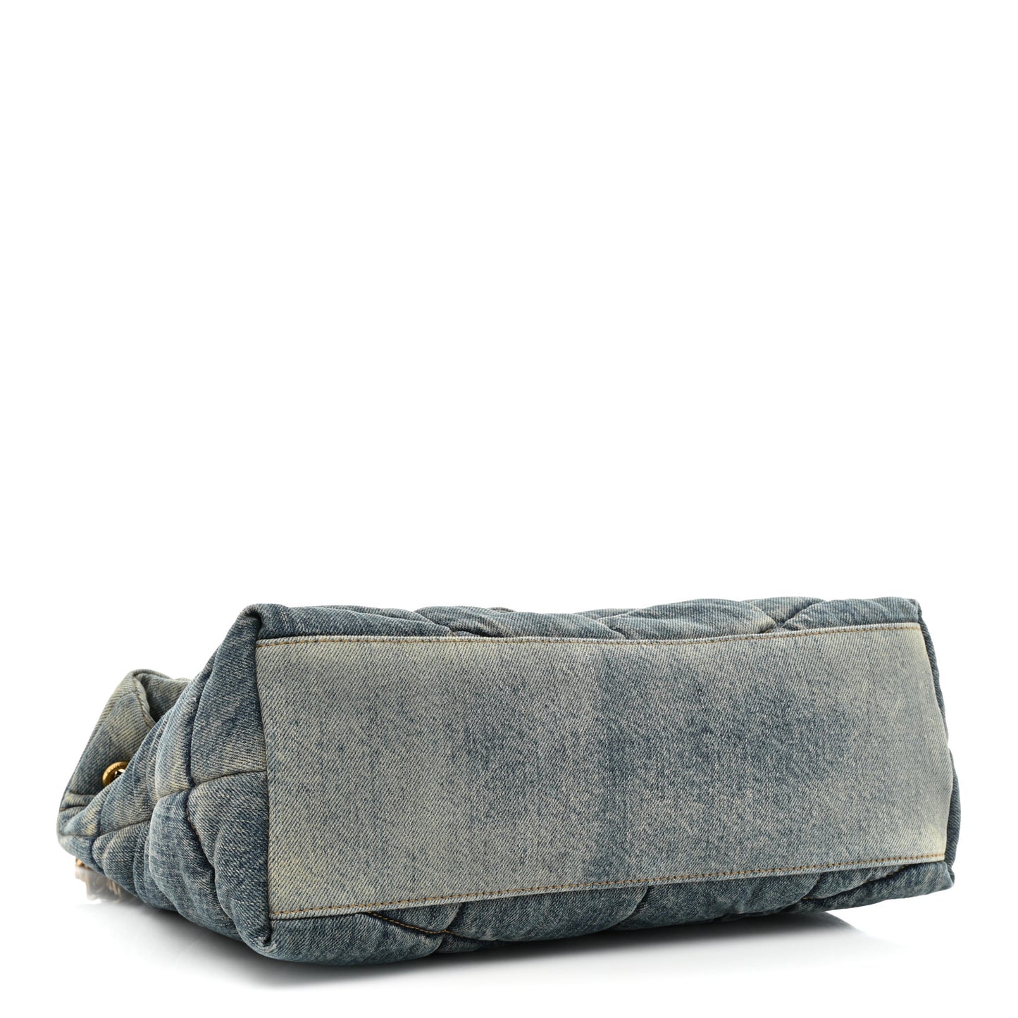 Denim Quilted Medium Loulou Puffer Monogram Chain Satchel Blue Black