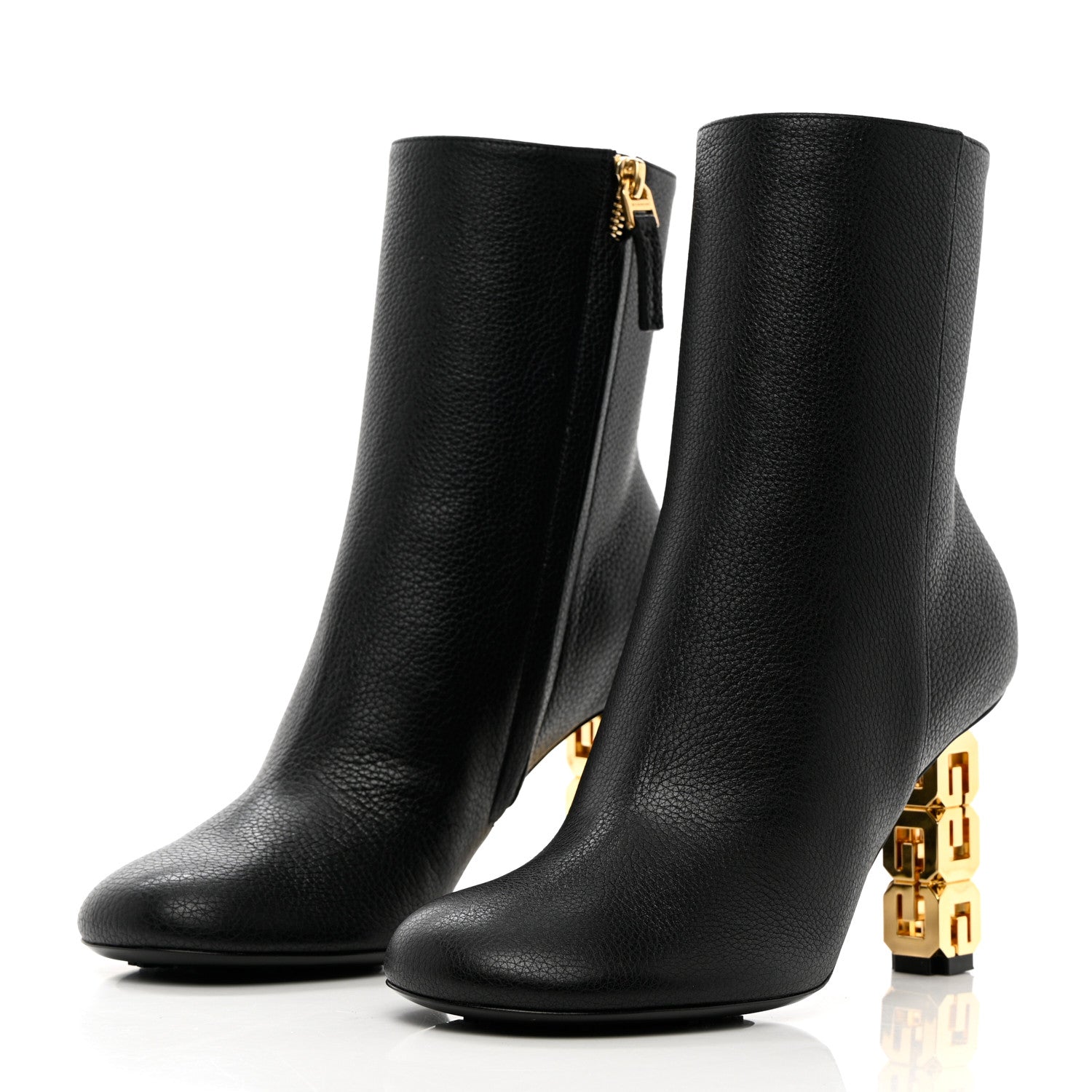 Givenchy Grained Calfskin G Cube Heel Ankle Boots 37 Black 3 of 12