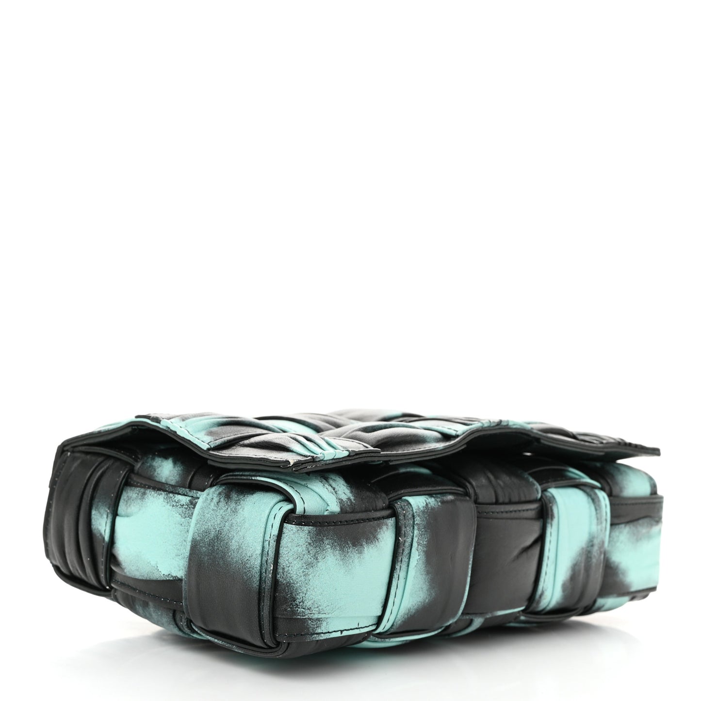 Foulard Tie Dye Maxi Intrecciato Padded Cassette Crossbody Bag Celadon Inkwell
