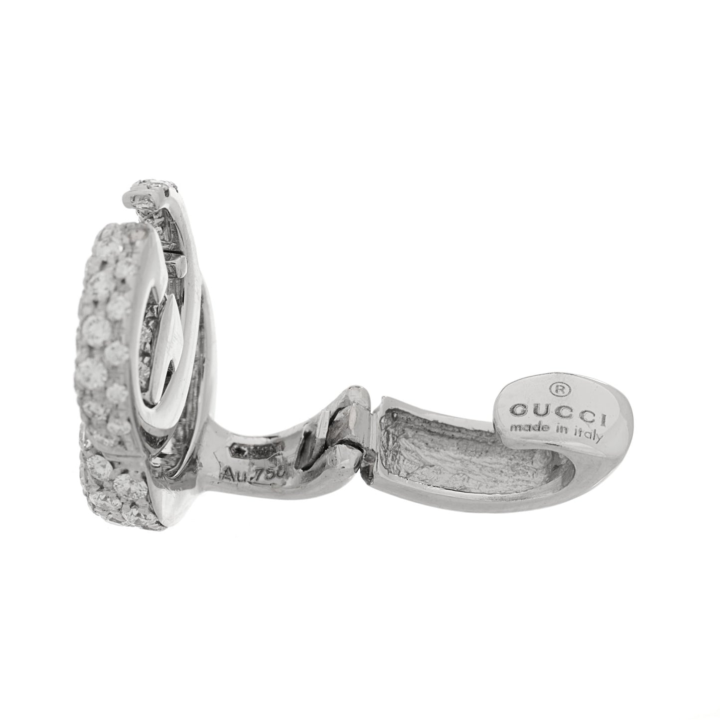 18K White Gold Diamond Running G Ear Cuff Earring