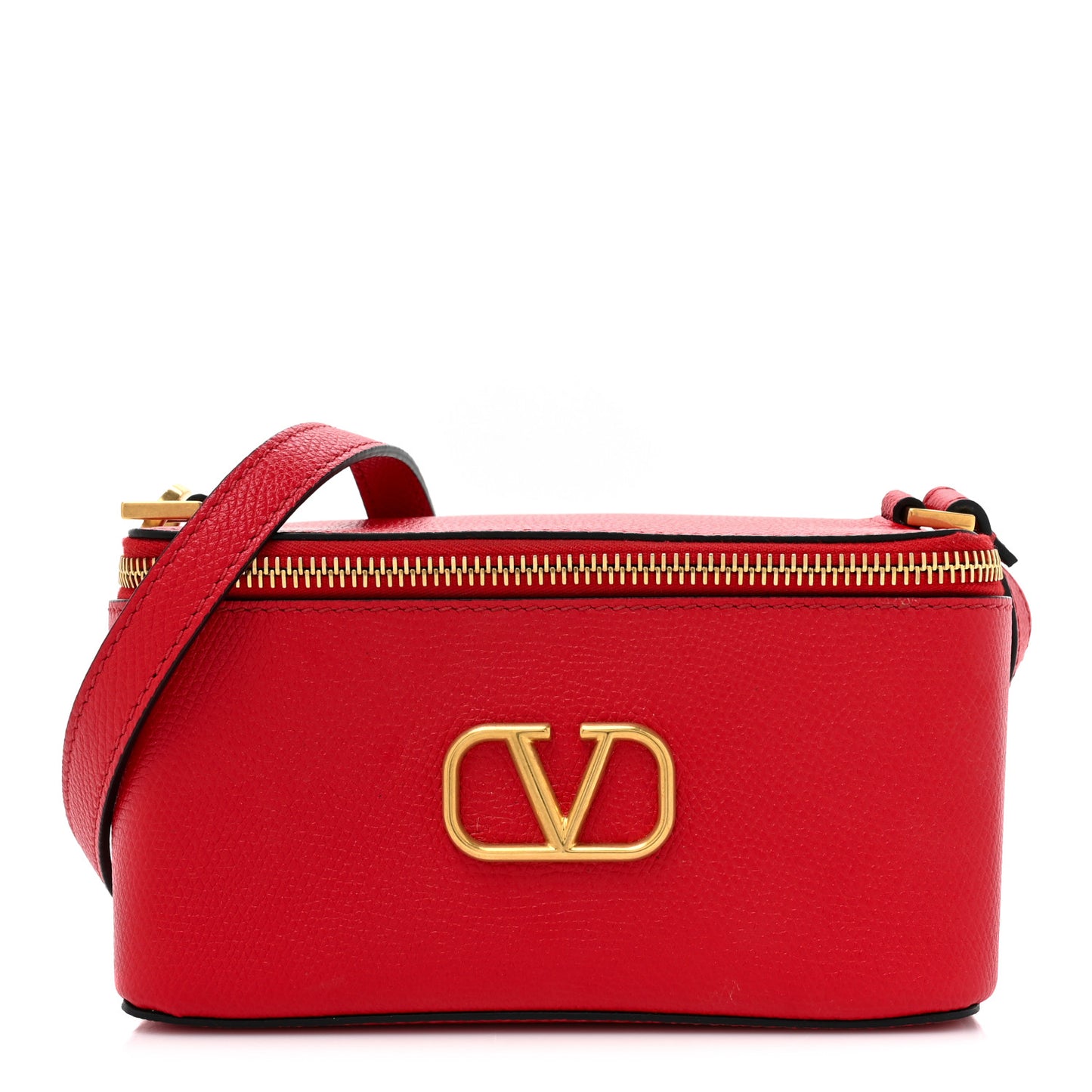Grained Calfskin VLogo Vanity Case Rouge Pur