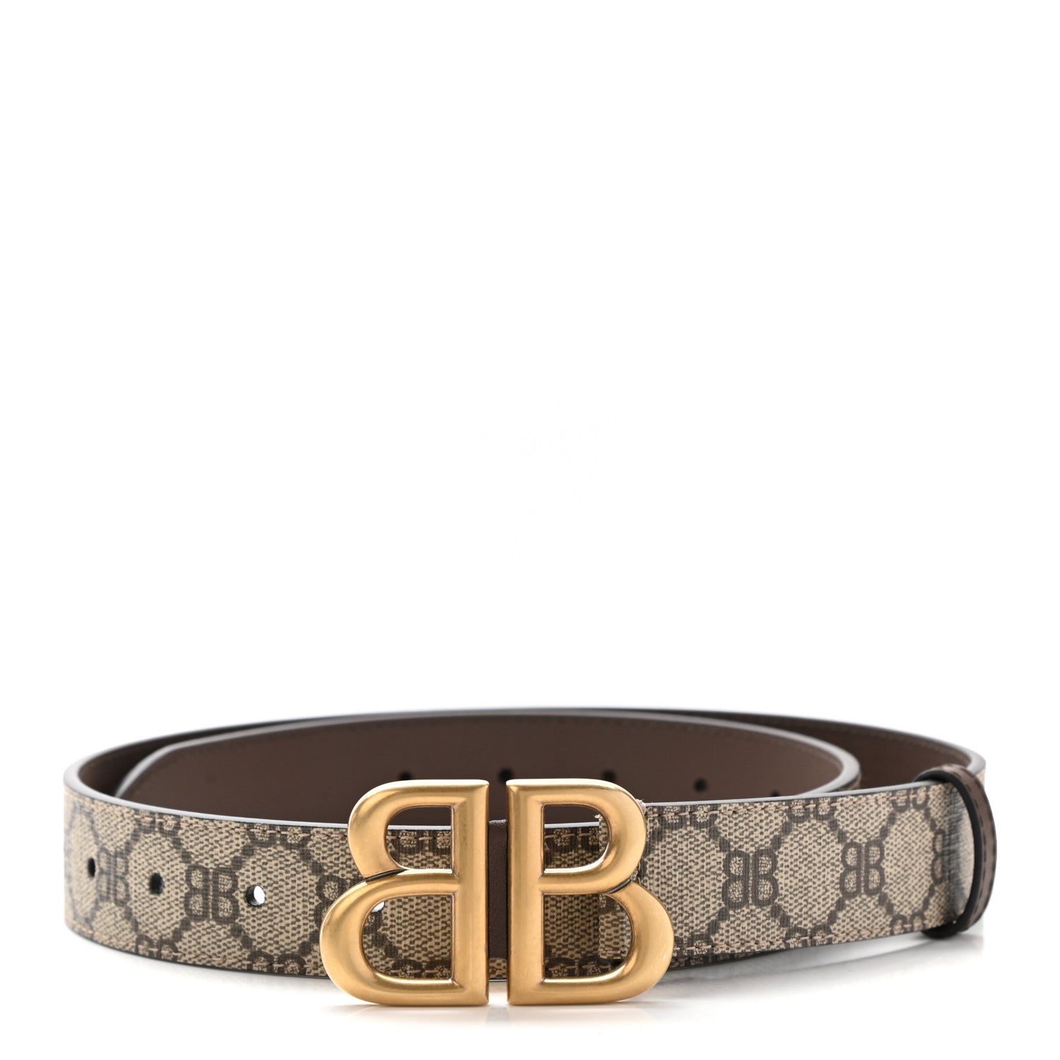 Gucci X BALENCIAGA BB Supreme Monogram Belt 85 34 Beige Ebony