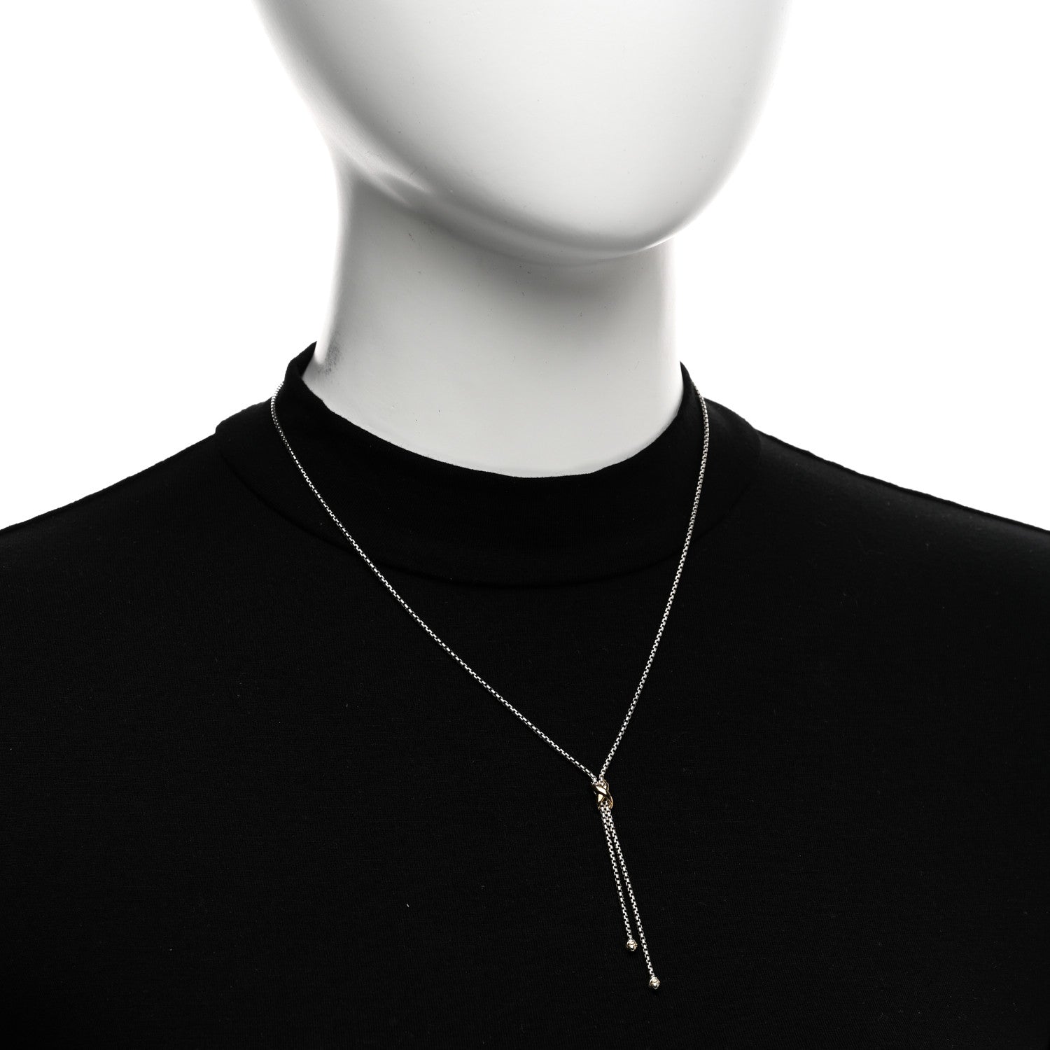 David Yurman Sterling Silver 18K Yellow Gold Petite X Lariat Necklace 2 of 5