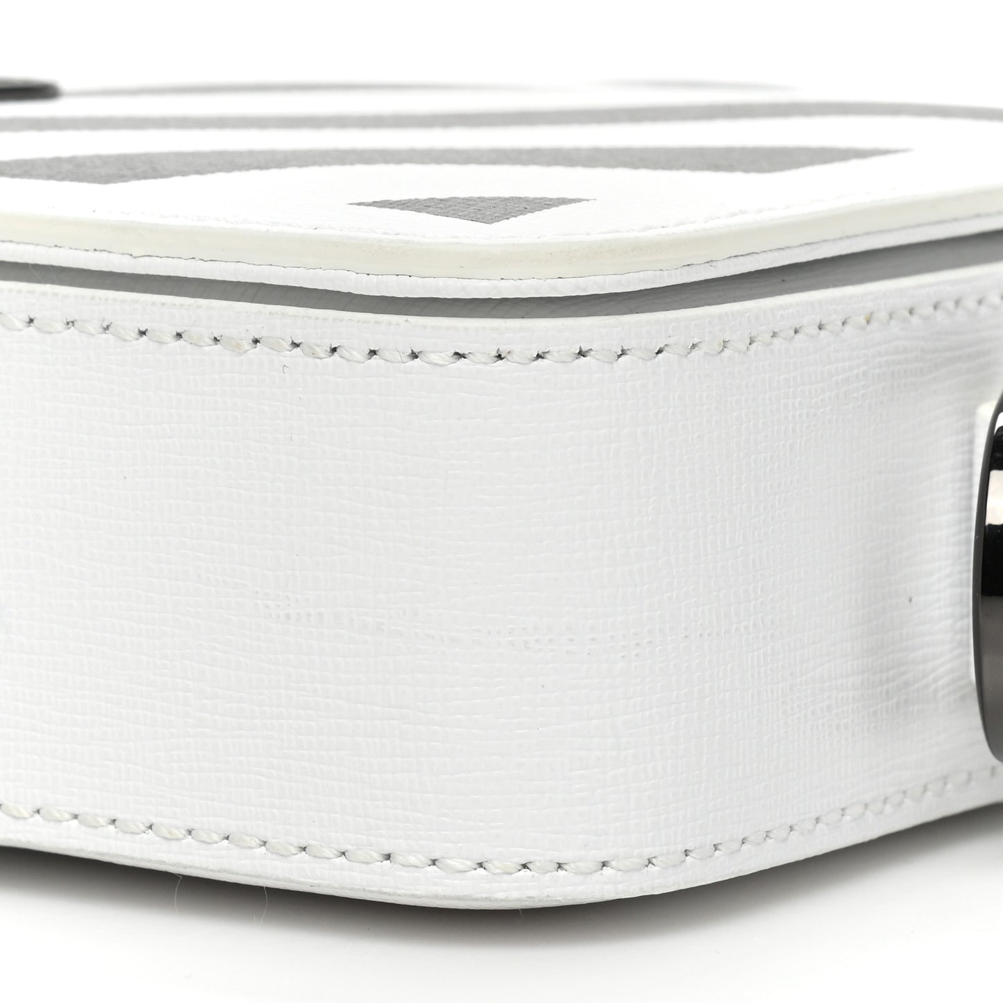 Saffiano Striped Mini Diag Binder Clip Bag White Black Yellow