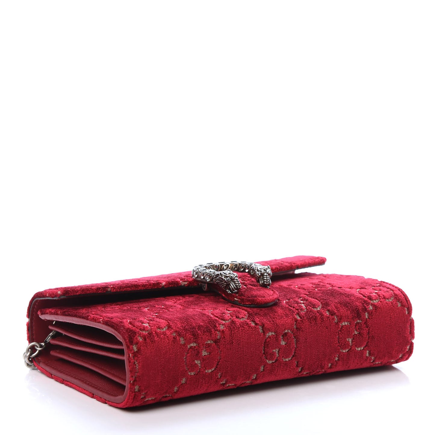 Velvet GG Monogram Mini Dionysus Chain Wallet Red Cipria