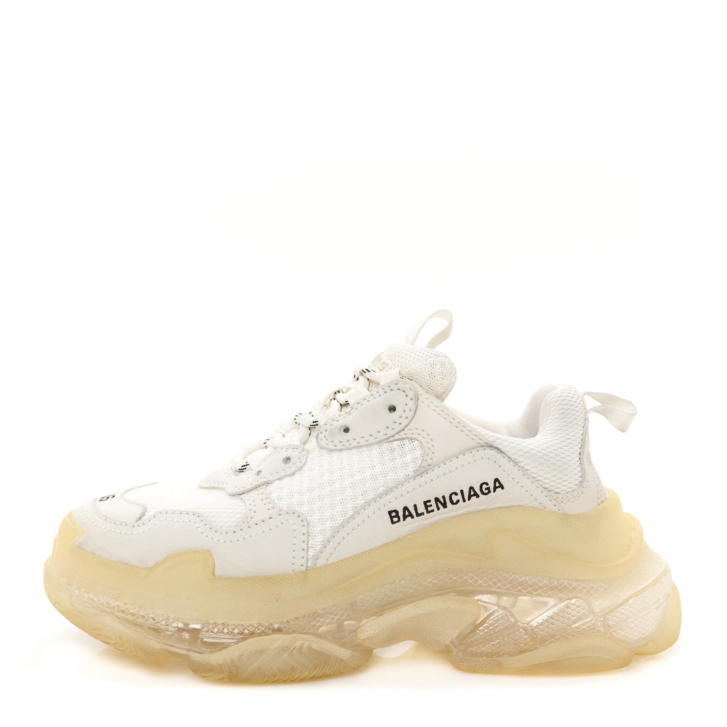 Balenciaga Fabric Mesh Clear Sole Womens Triple S Sneakers 36 White 1 of 9