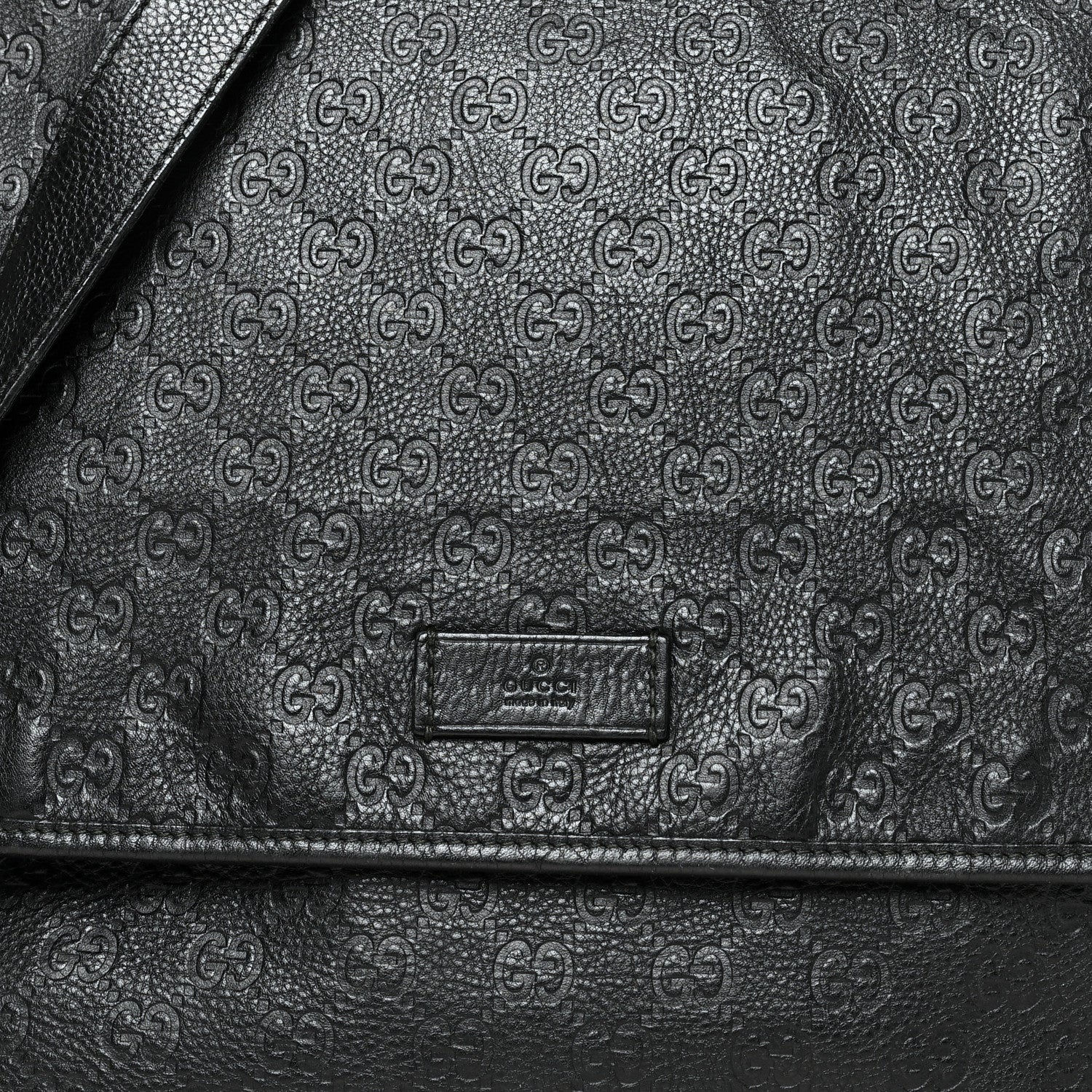 Gucci Guccissima Medium Flap Messenger Bag Black 8 of 13