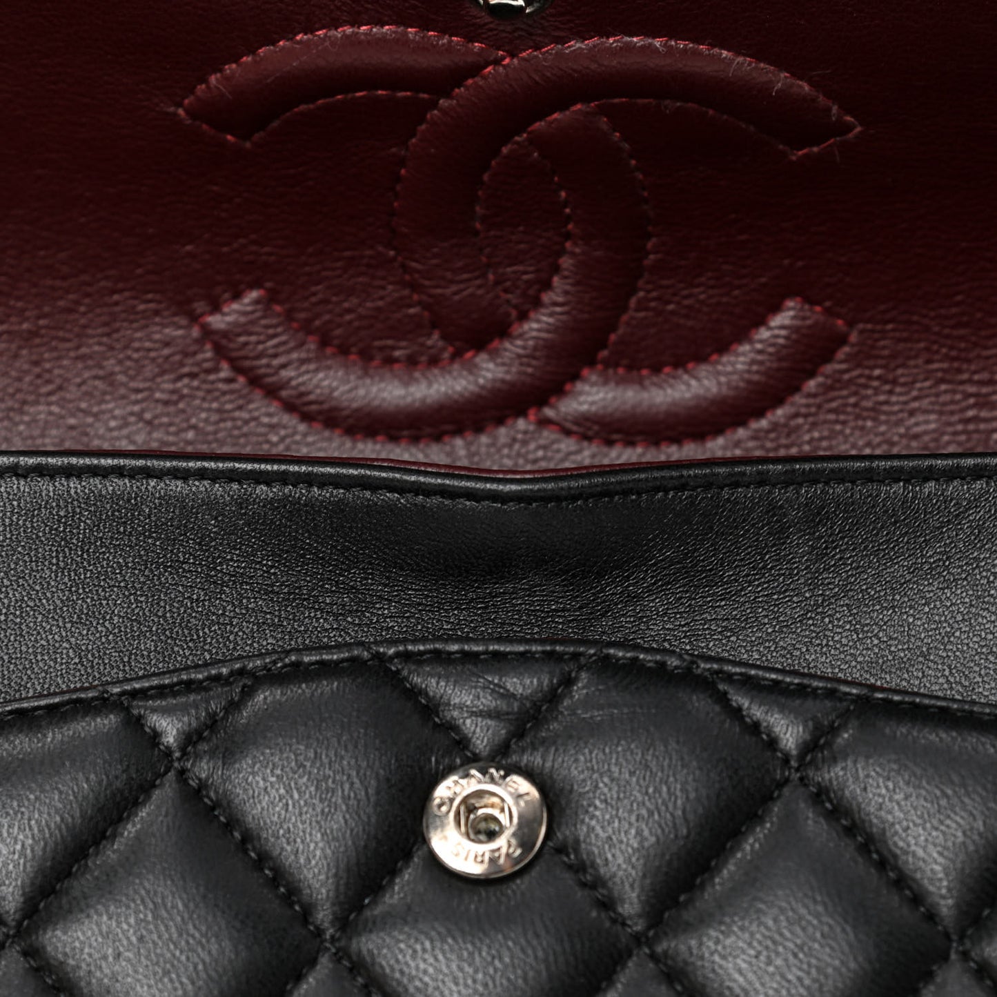 Lambskin Quilted Medium Double Flap Black
