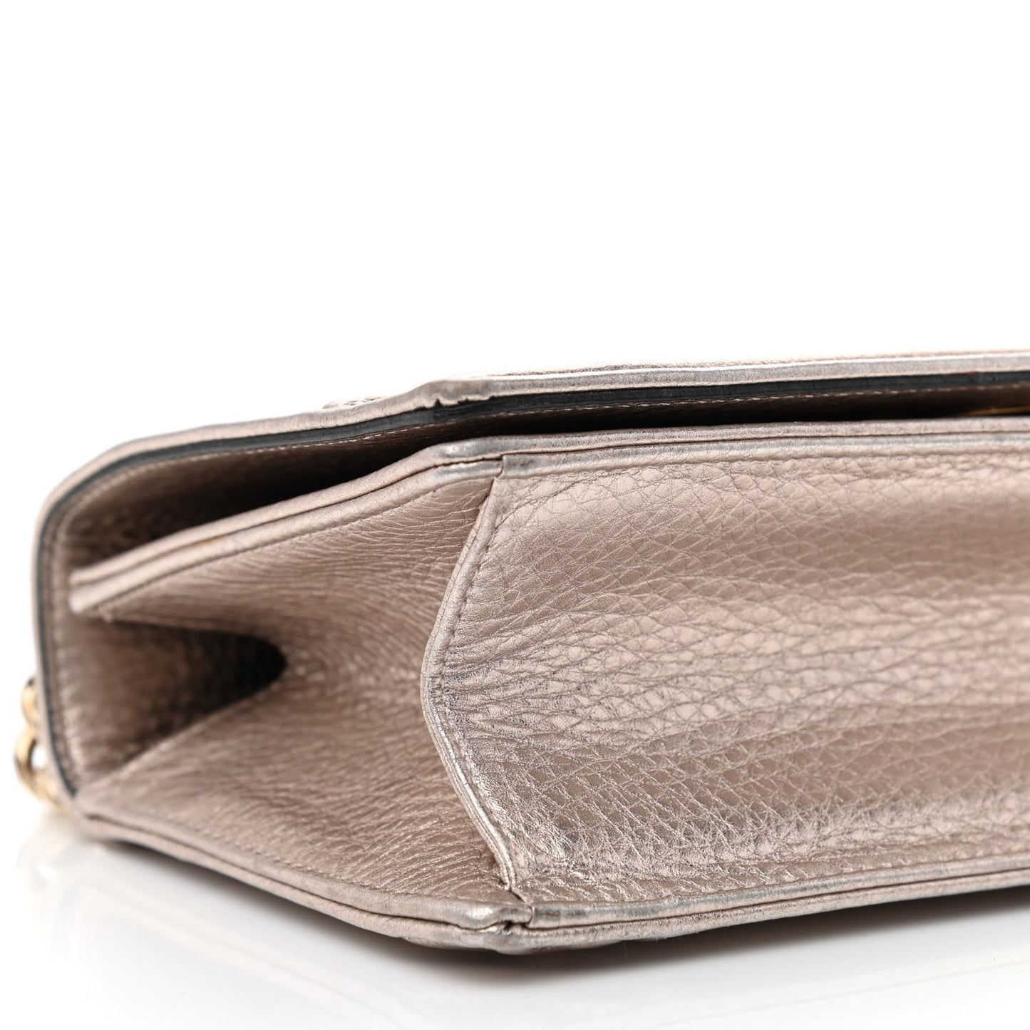 Metallic Grained Calfskin Small Diorama Flap Bag Copper