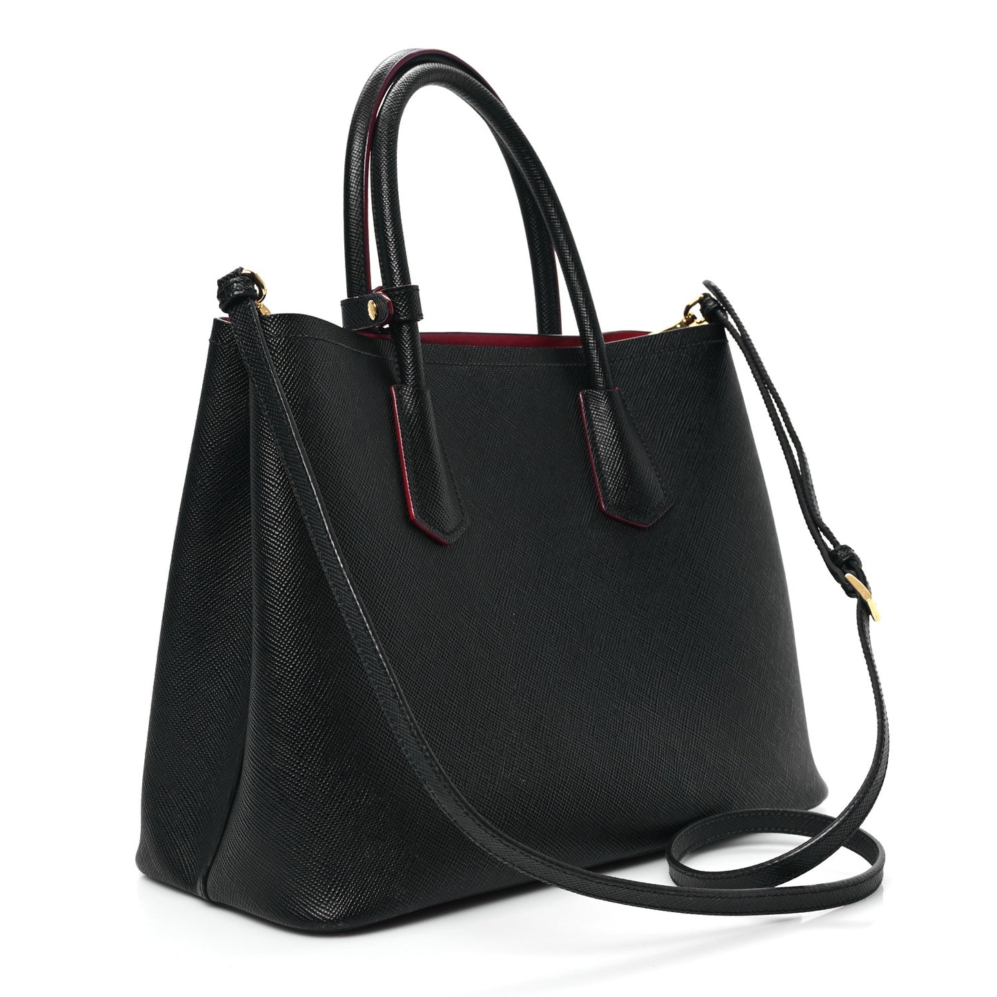 Saffiano Cuir Medium Double Bag Black Fuoco