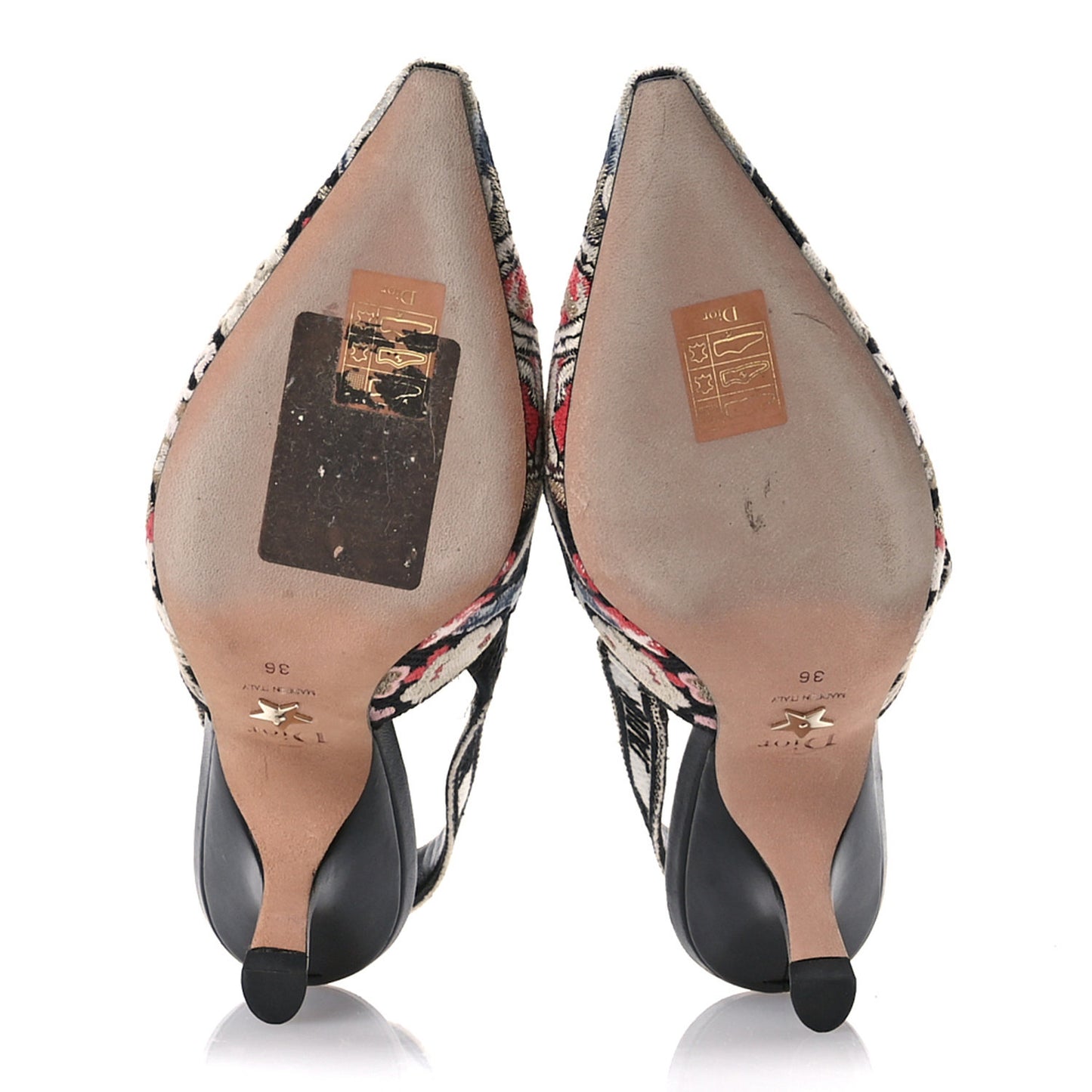 Canvas Embroidered Pop J'Adior Slingback 65mm Pumps 36 Black Multicolor