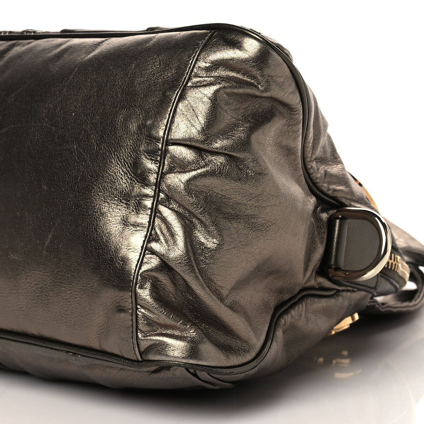 Metallic Calfskin Medium Hysteria Top Handle Bag Gold