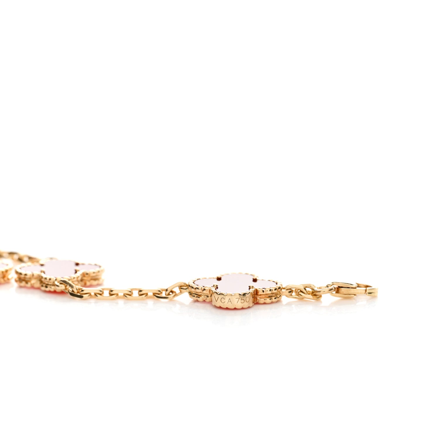 18K Yellow Gold Carnelian 5 Motifs Vintage Alhambra Bracelet