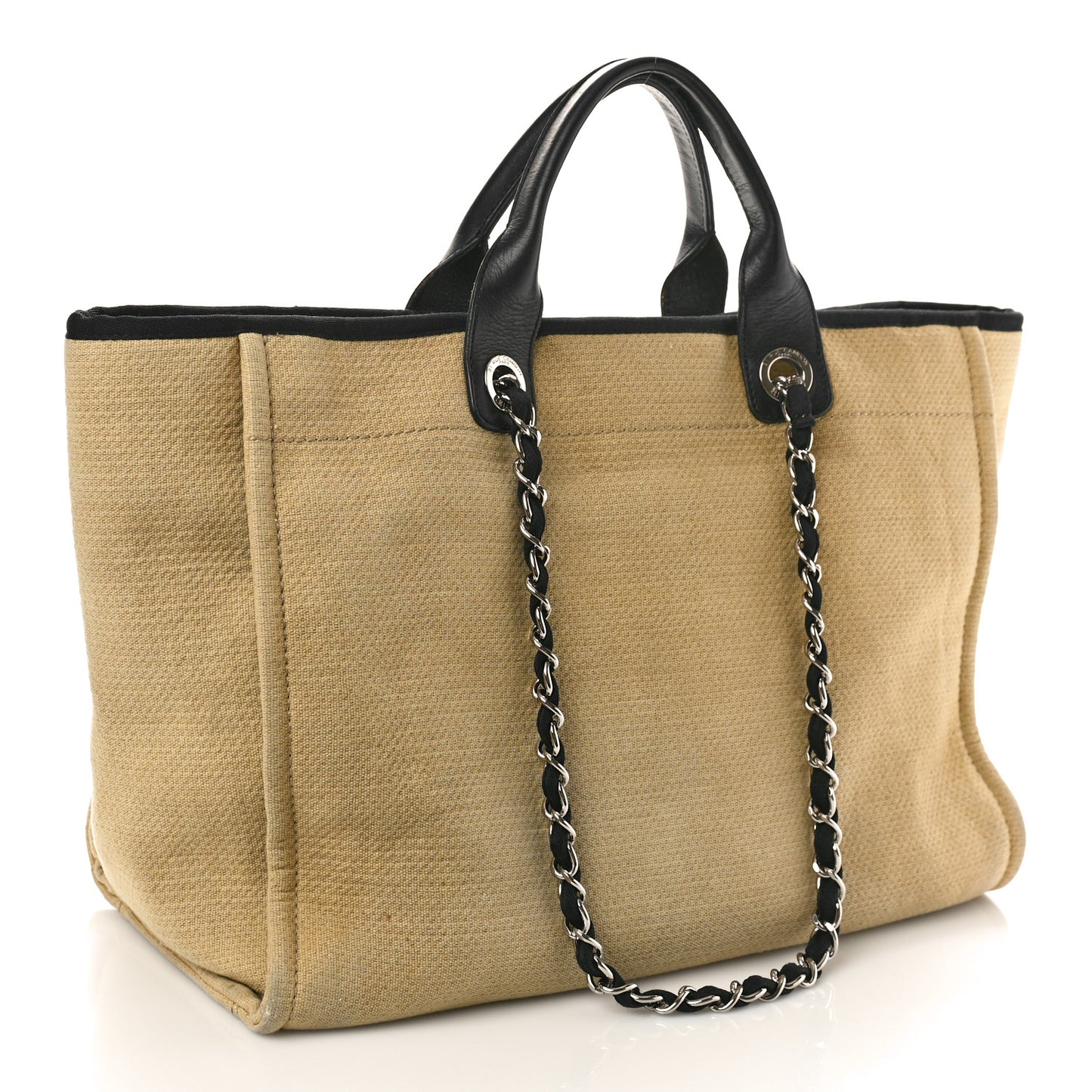 Canvas Medium Deauville Tote Beige Black